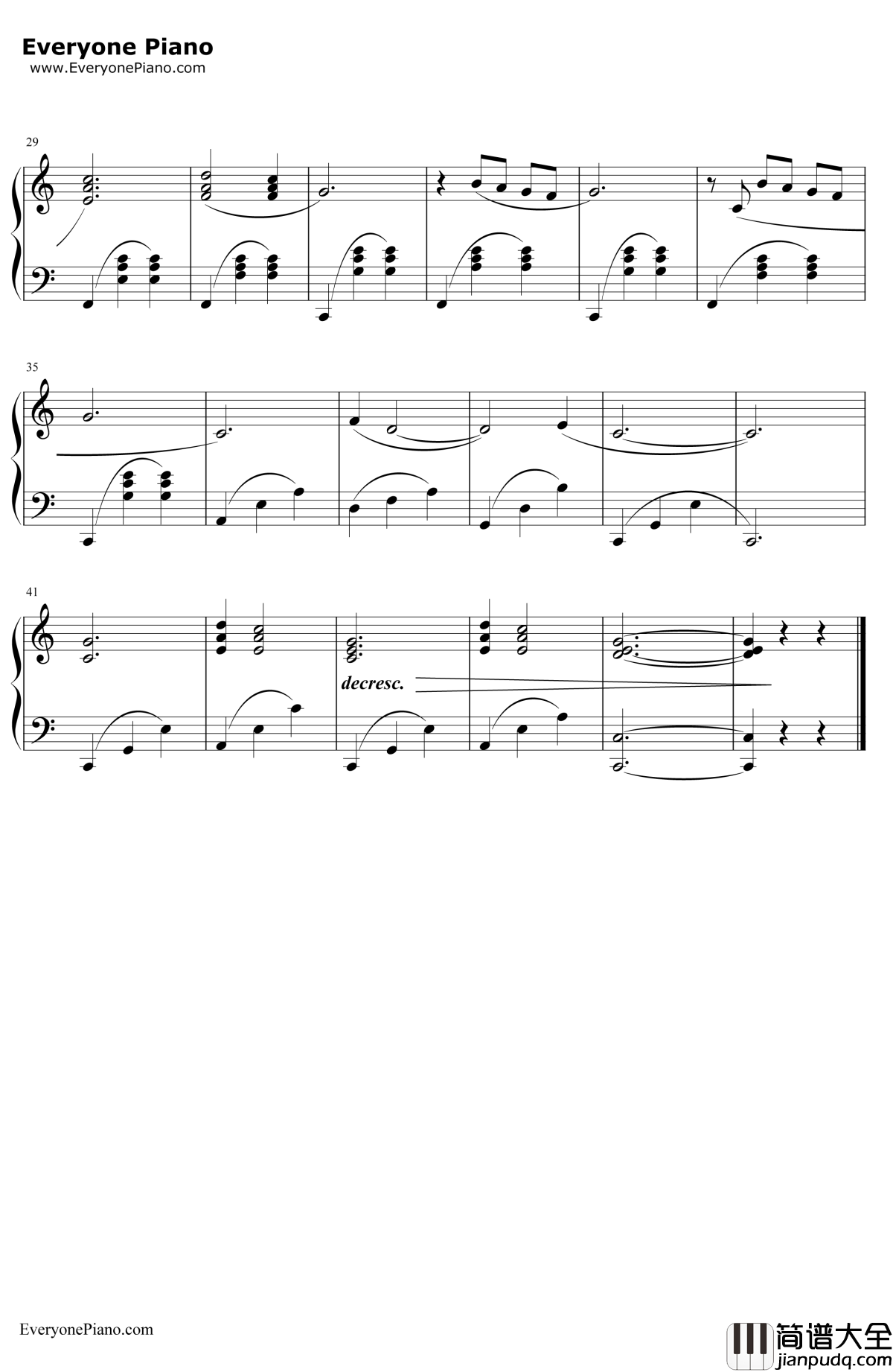 月亮河钢琴谱_AudreyHepburn_Moonriver_蒂凡尼的早餐主题曲