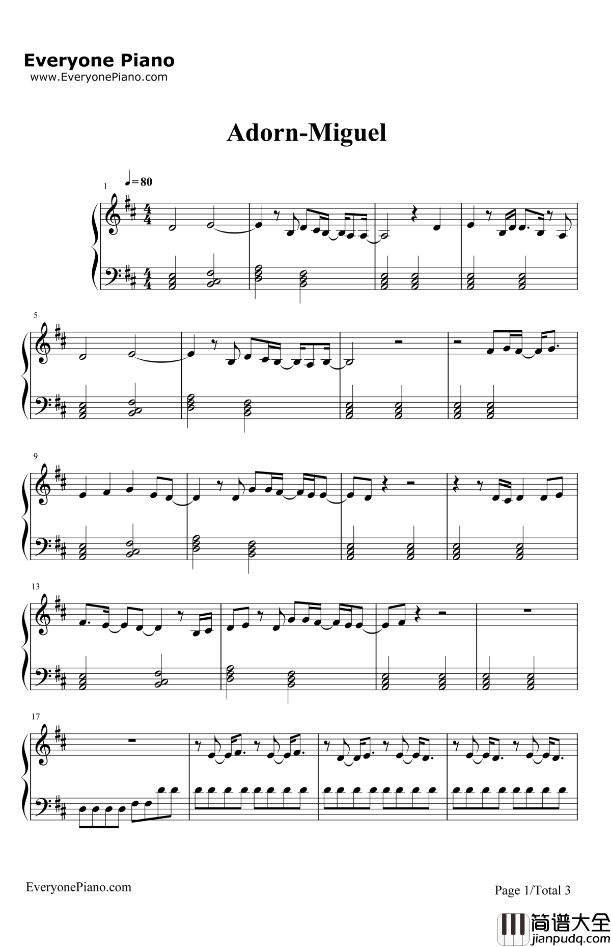 Adorn钢琴谱_Miguel