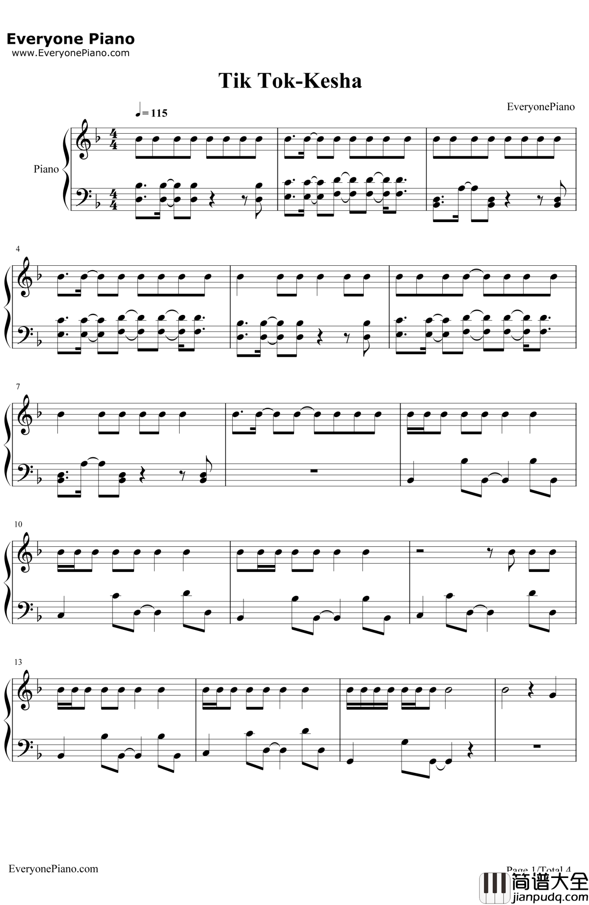TikTok钢琴谱_Kesha