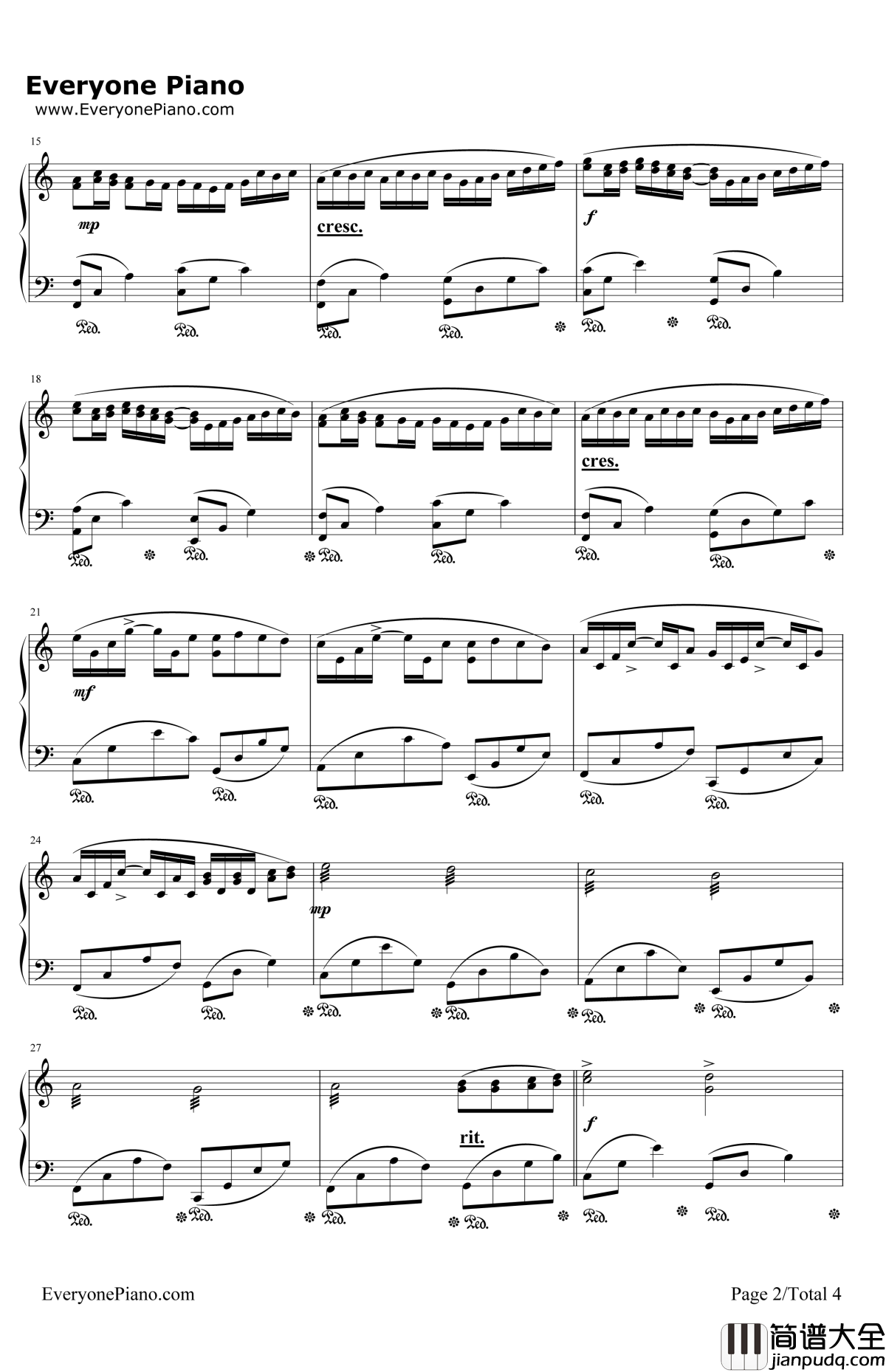 卡农弹奏版钢琴谱_乔治•温斯顿_我的野蛮女友插曲