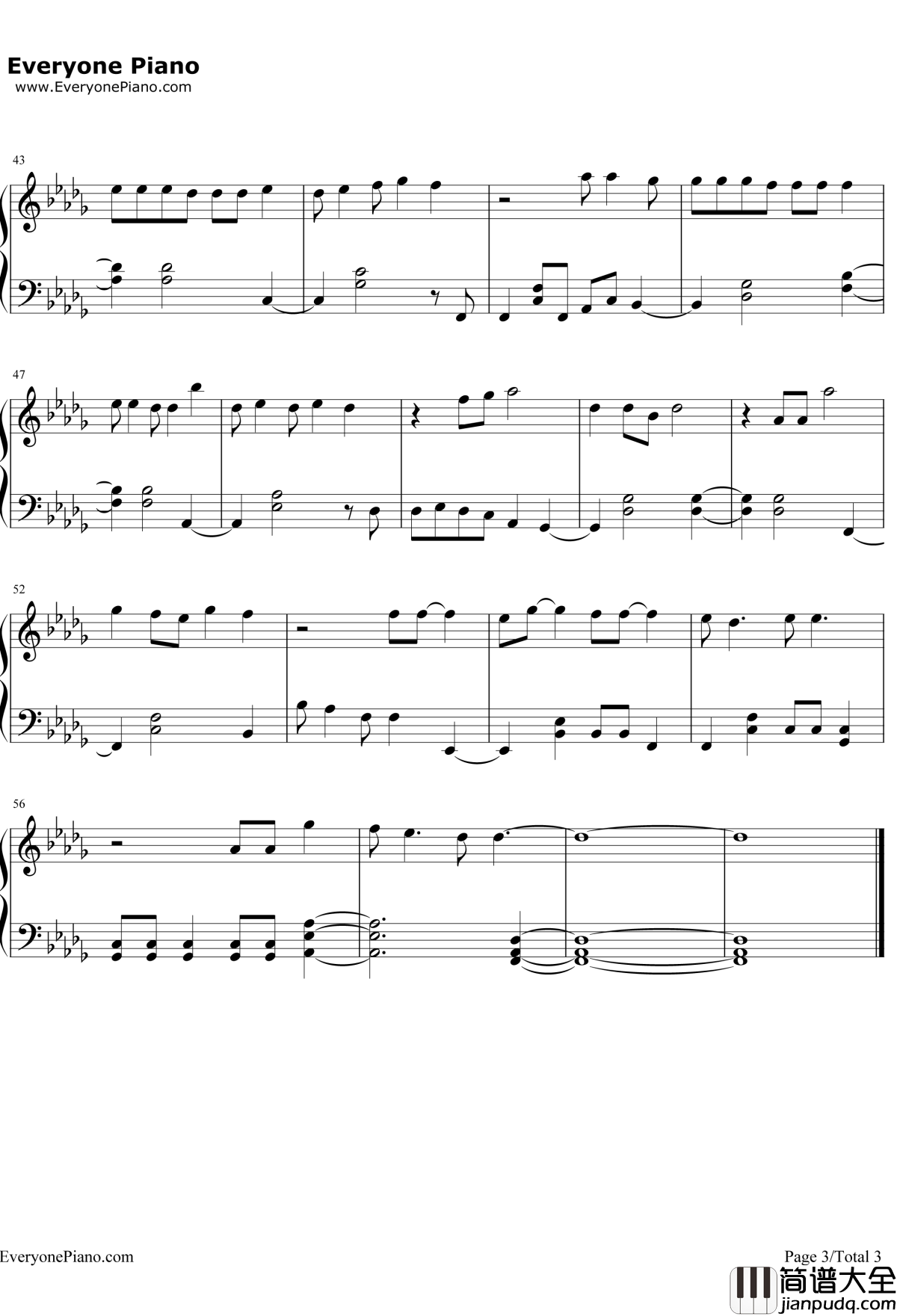 名前を呼ぶよ简单版钢琴谱_LuckLife_文豪StrayDogsED