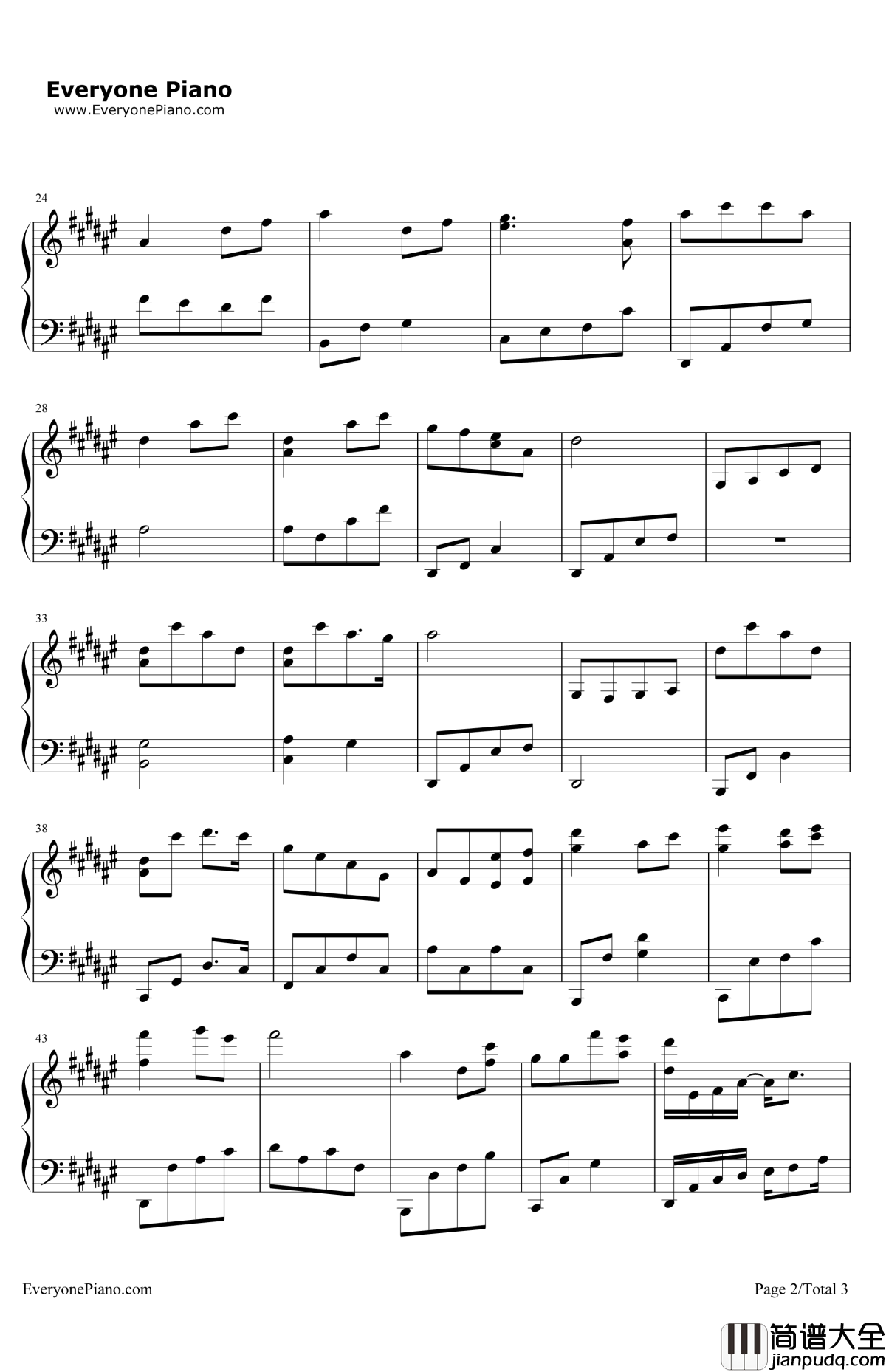 爱殇钢琴谱_董贞