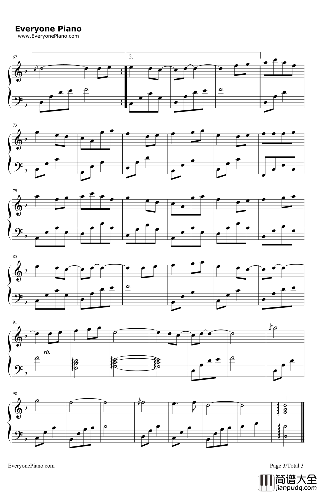 恋人心钢琴谱_魏新雨_花千骨插曲