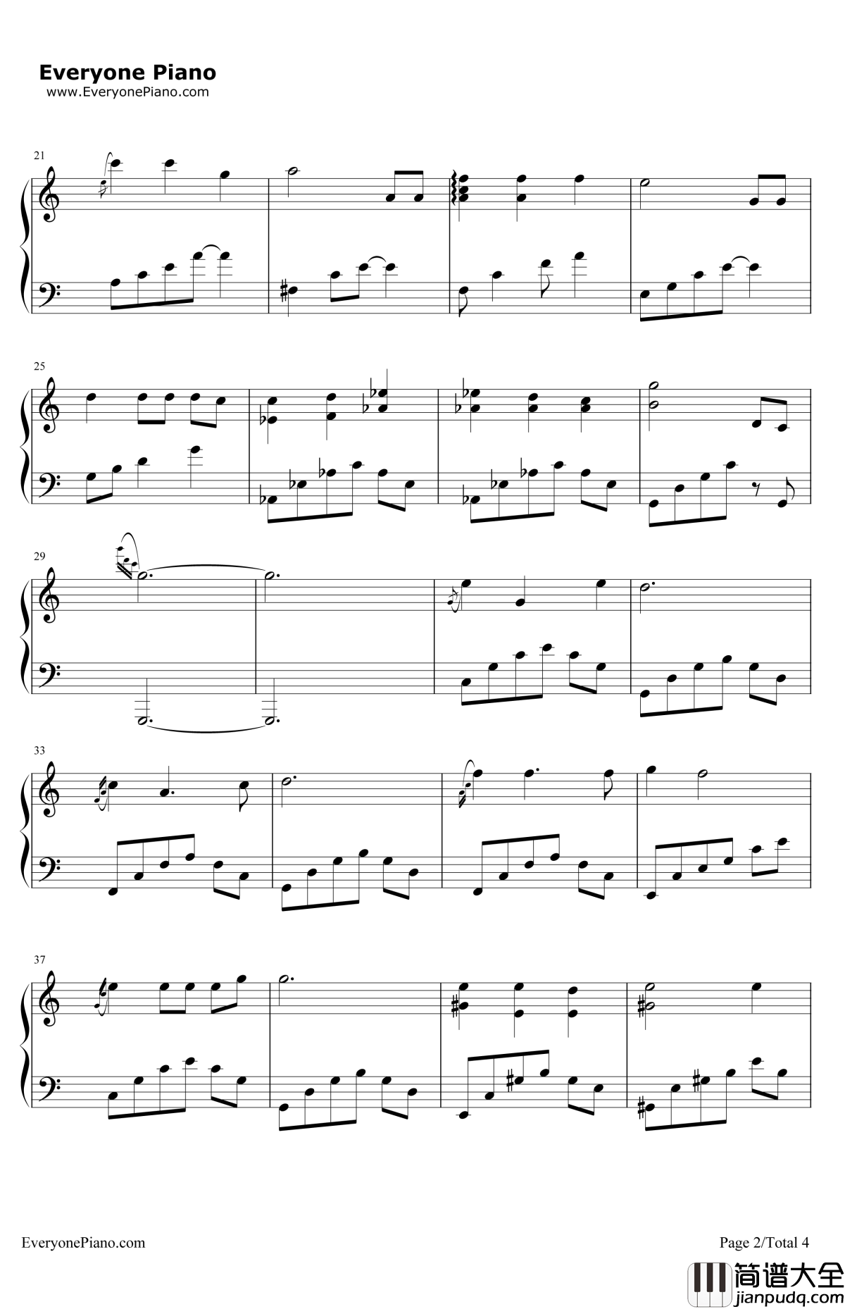 栀子花开钢琴谱_何炅Angela_栀子花开主题曲