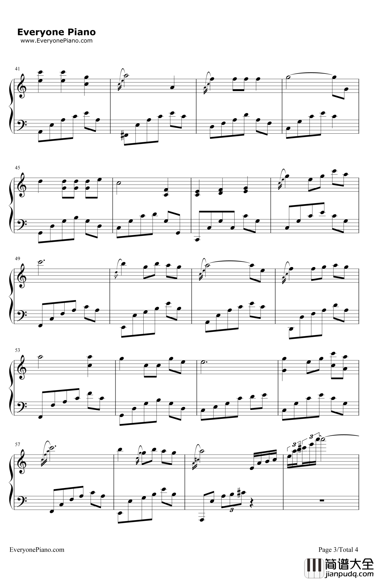 栀子花开钢琴谱_何炅Angela_栀子花开主题曲