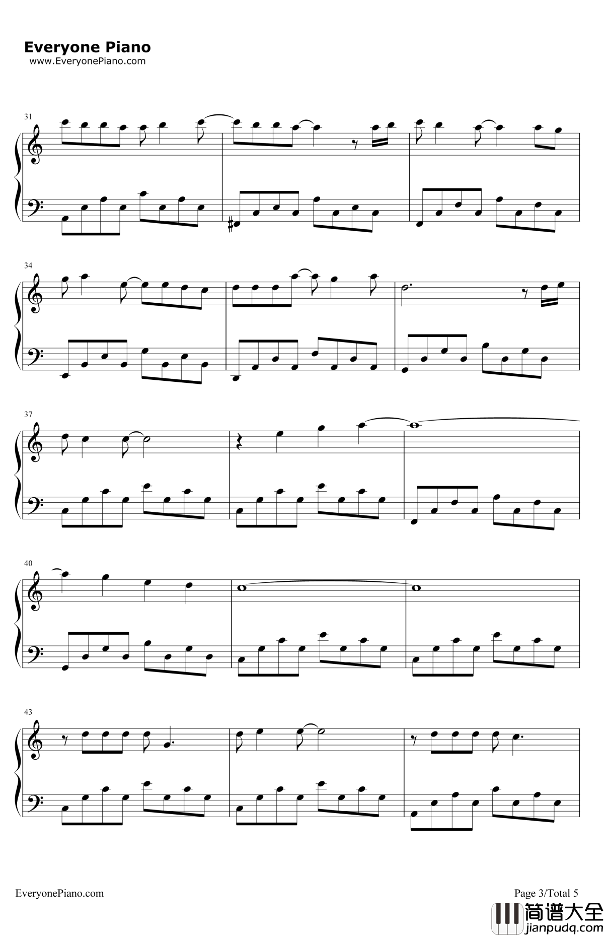 亲爱的你怎么不在我身边钢琴谱_江美琪