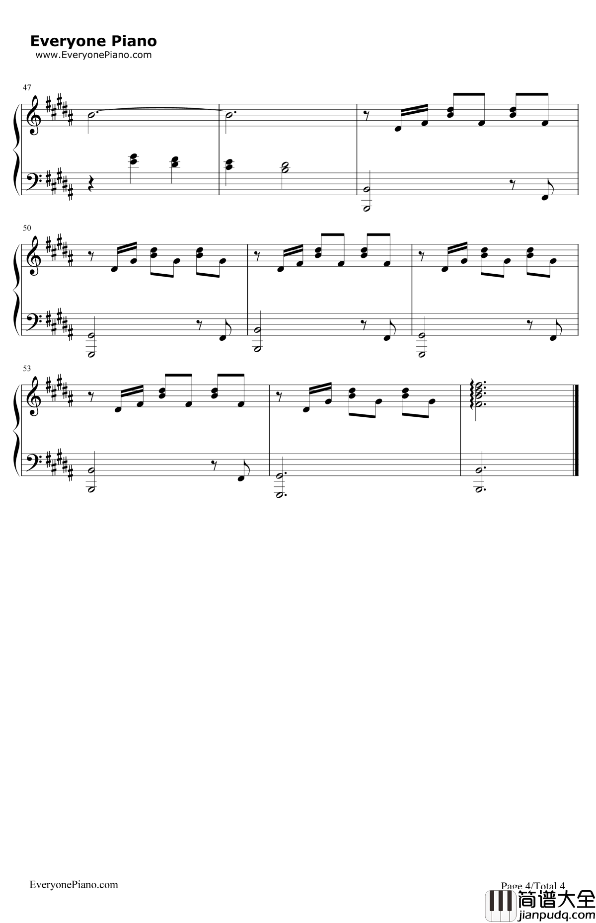 月亮河钢琴谱_AudreyHepburn_完整版_MoonRiver