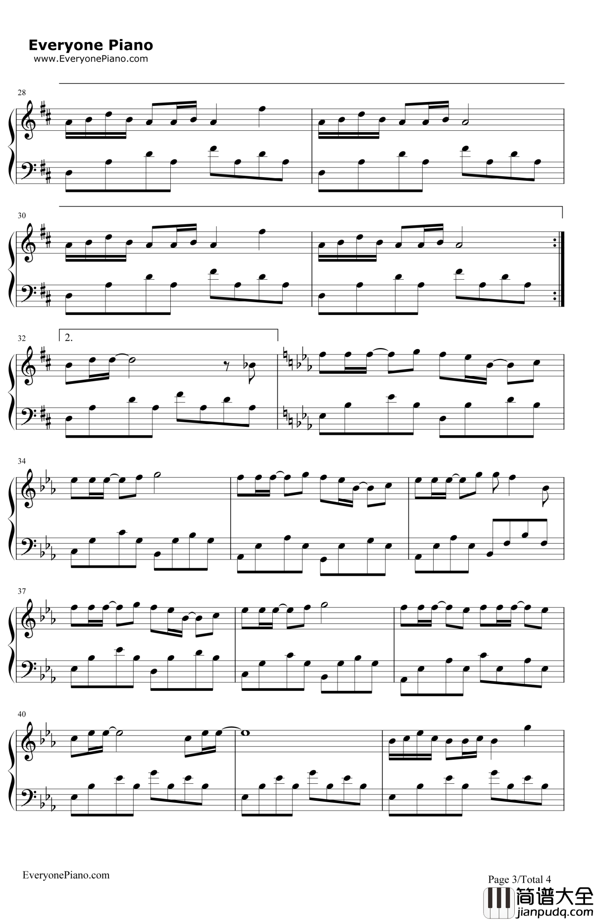 千里之外钢琴谱_周杰伦