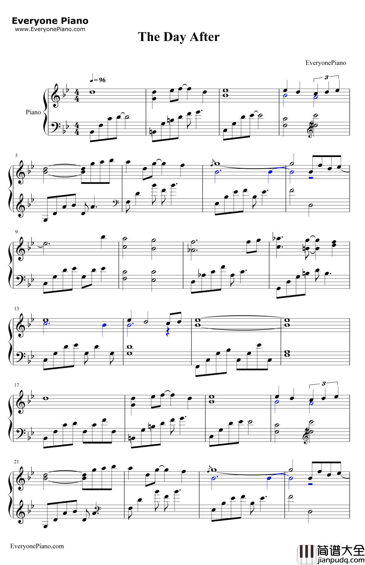 TheDayAfter钢琴谱_李闰珉