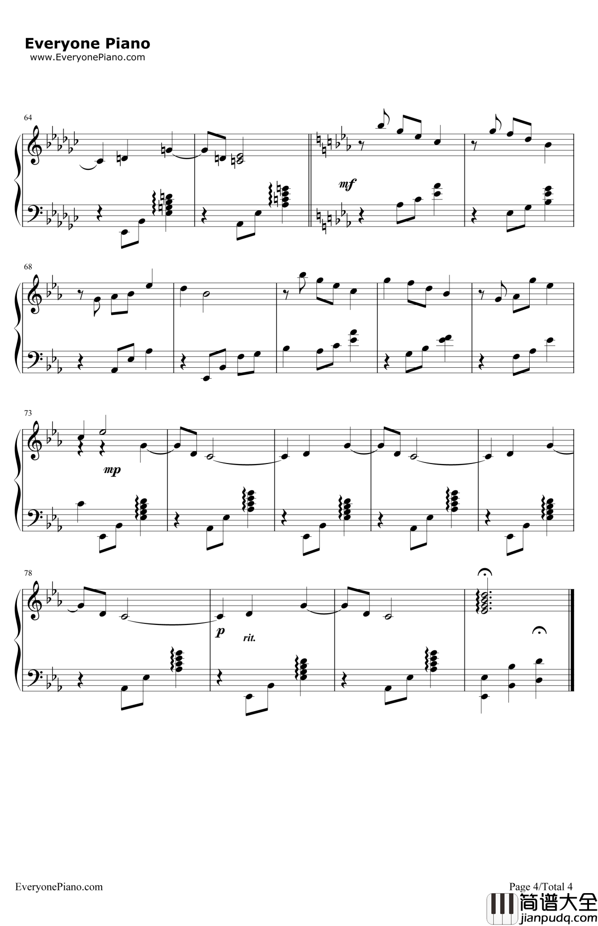 Papillon钢琴谱_神秘园（SecretGarden）_SongsfromaSecretGarden