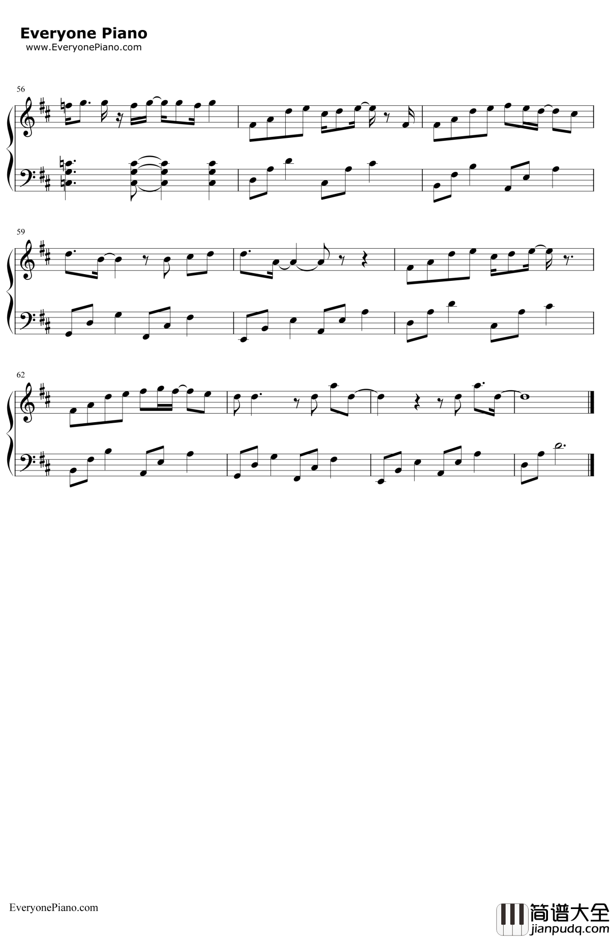 铁拳钢琴谱_筷子兄弟_电影_铁拳_同名主题推广曲