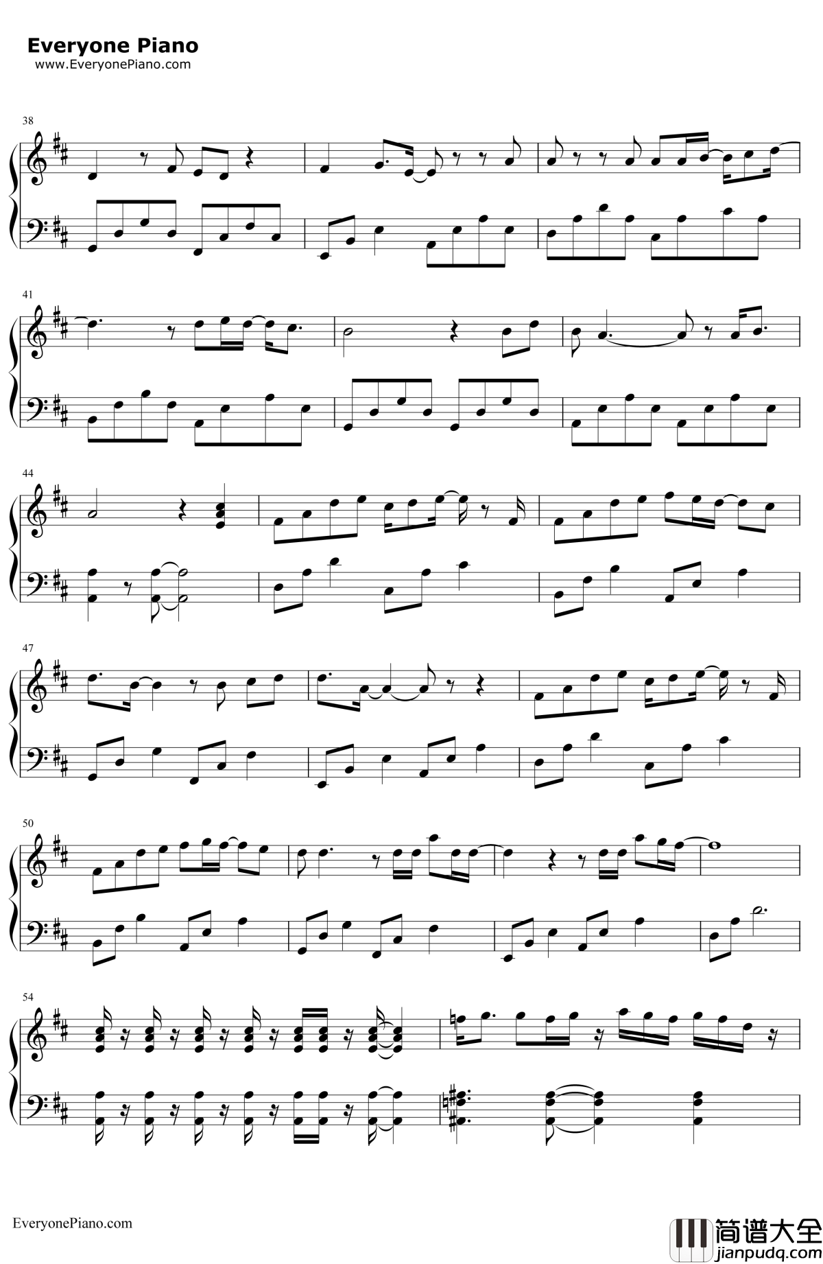 铁拳钢琴谱_筷子兄弟_电影_铁拳_同名主题推广曲