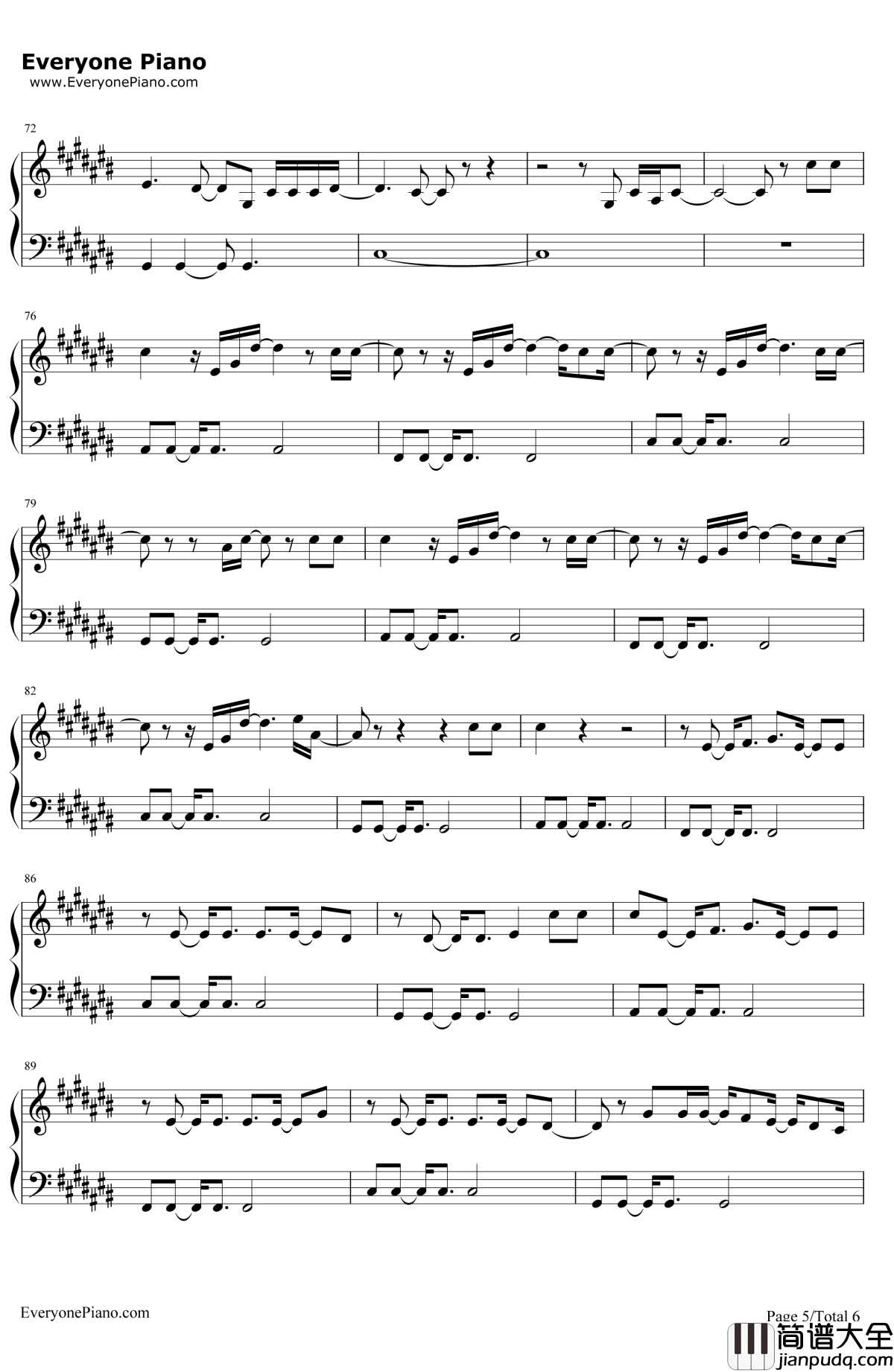 Still Falling For You钢琴谱_EllieGoulding_电影_BJ的孩子_主题曲