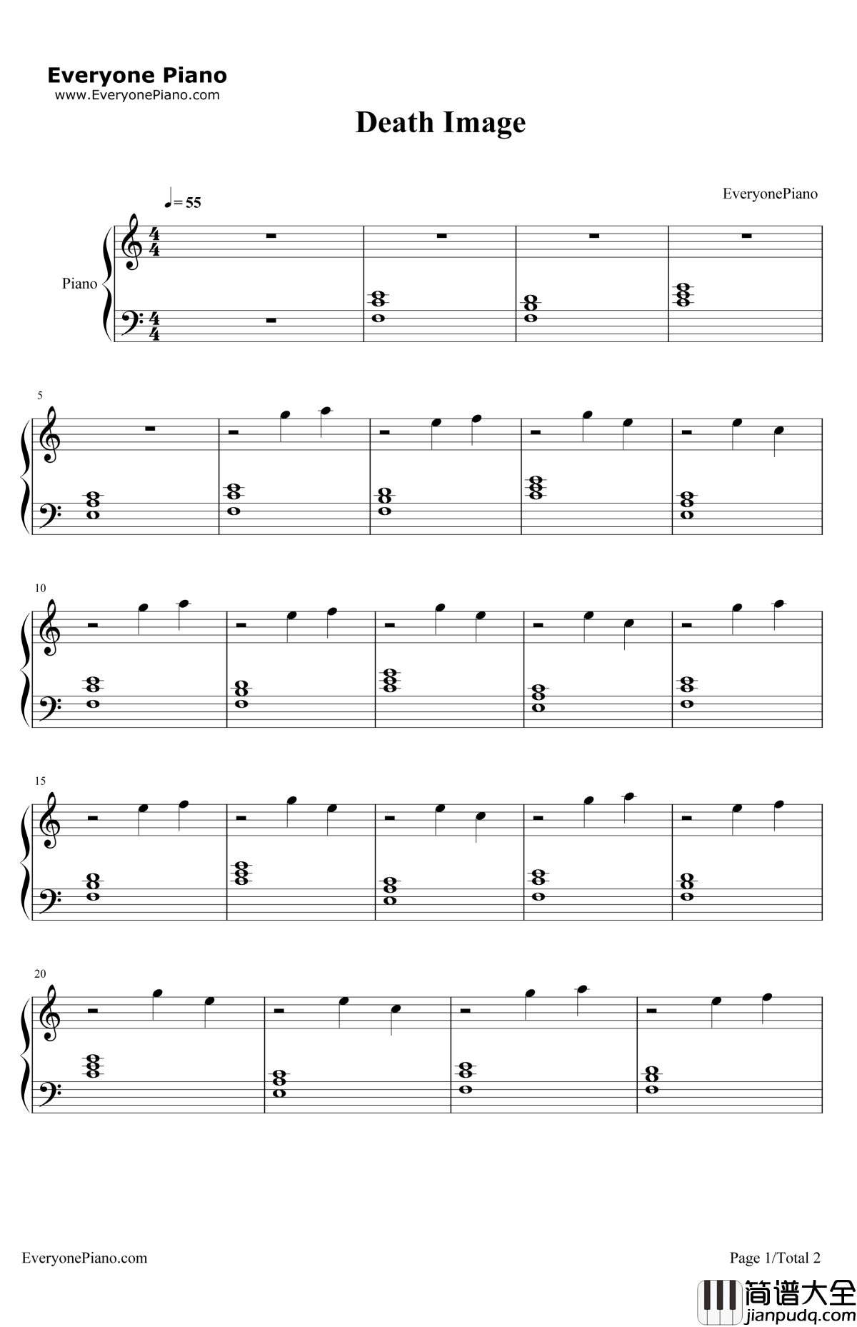 DeathImage钢琴谱_谷内秀樹_死亡笔记