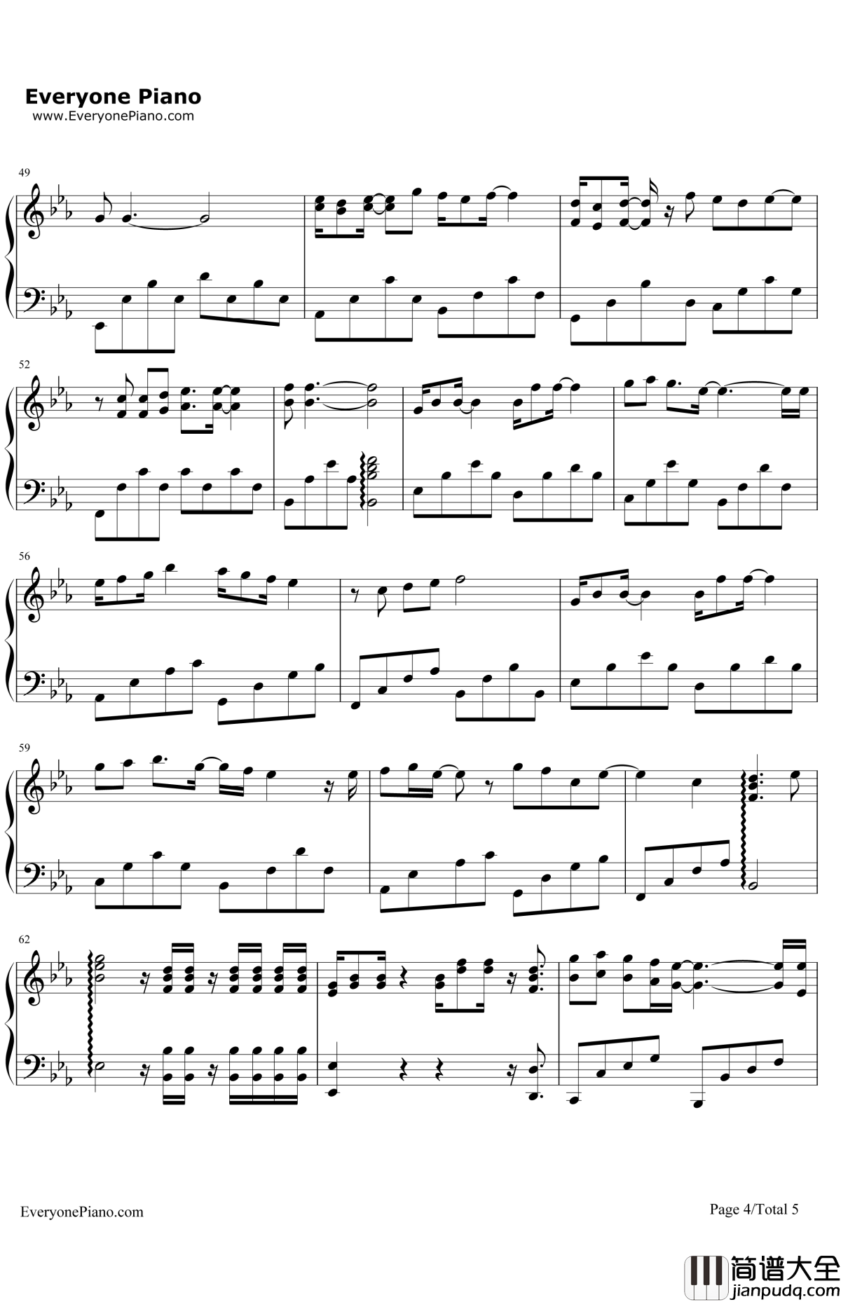 一念之间钢琴谱_张杰莫文蔚_道士下山主题曲