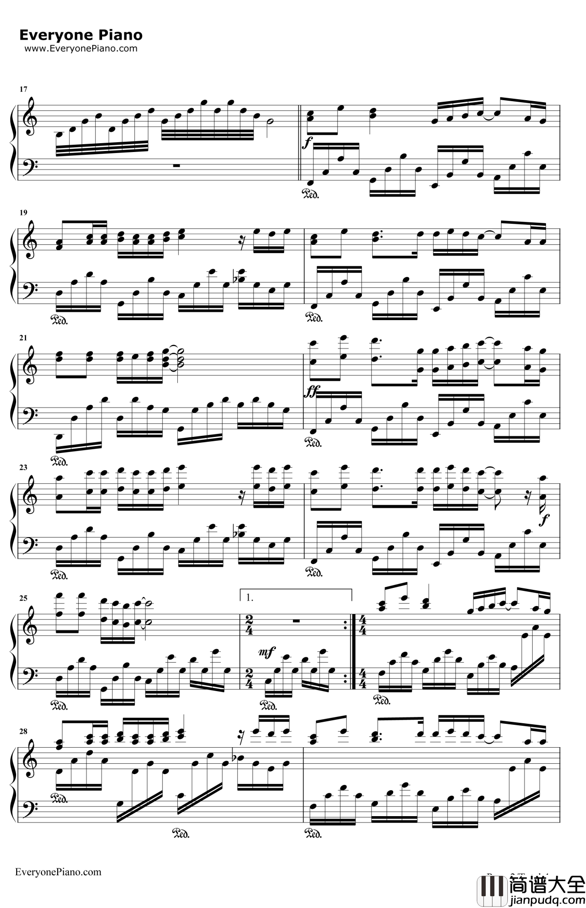 重返十七岁钢琴谱_群星_综艺_我去上学啦_主题曲