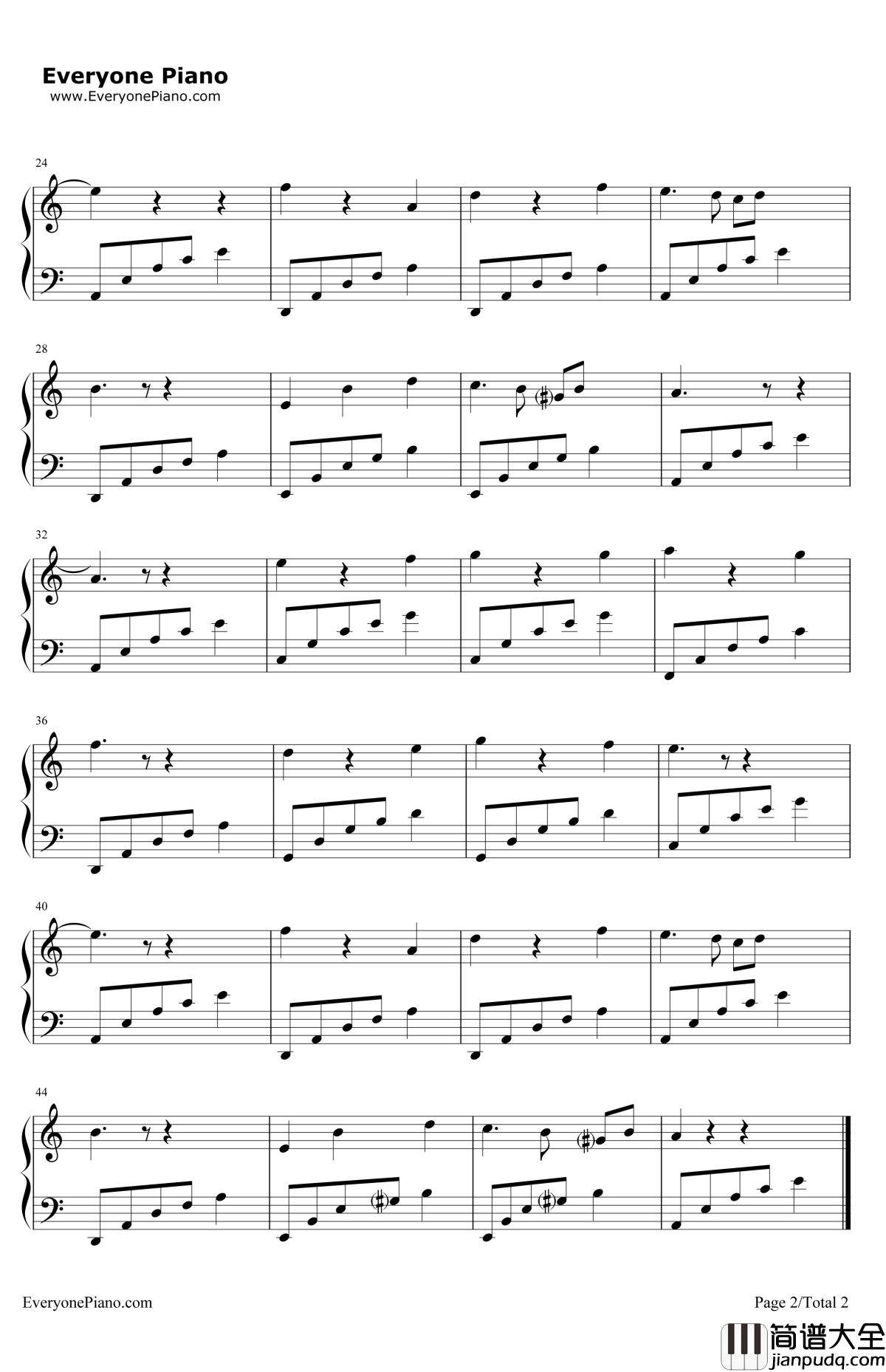 爸爸的祝福钢琴谱_李学范_金姬和银姬的命运插曲