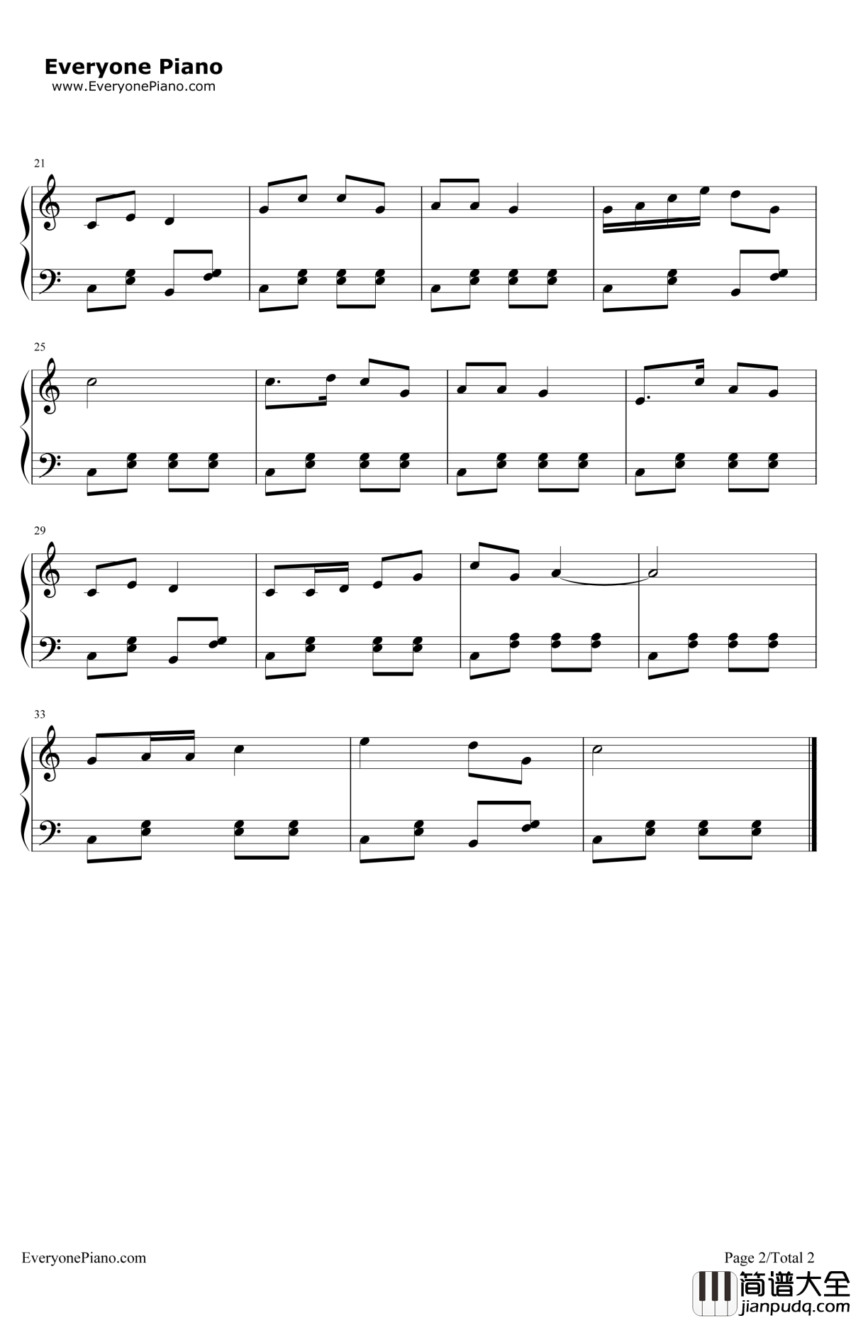 劳动最光荣钢琴谱_黄准_小猫钓鱼主题歌