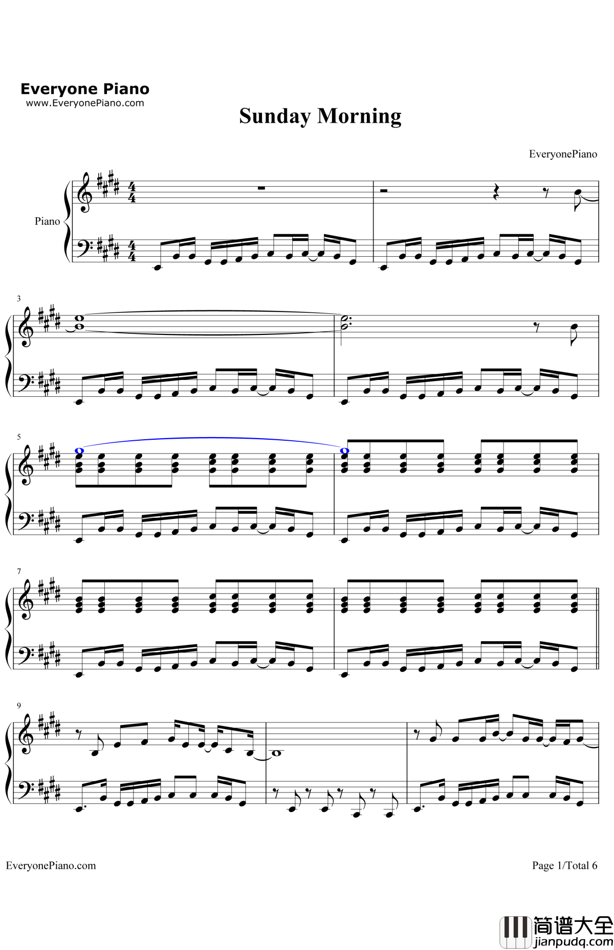 SundayMorning钢琴谱_Maroon5