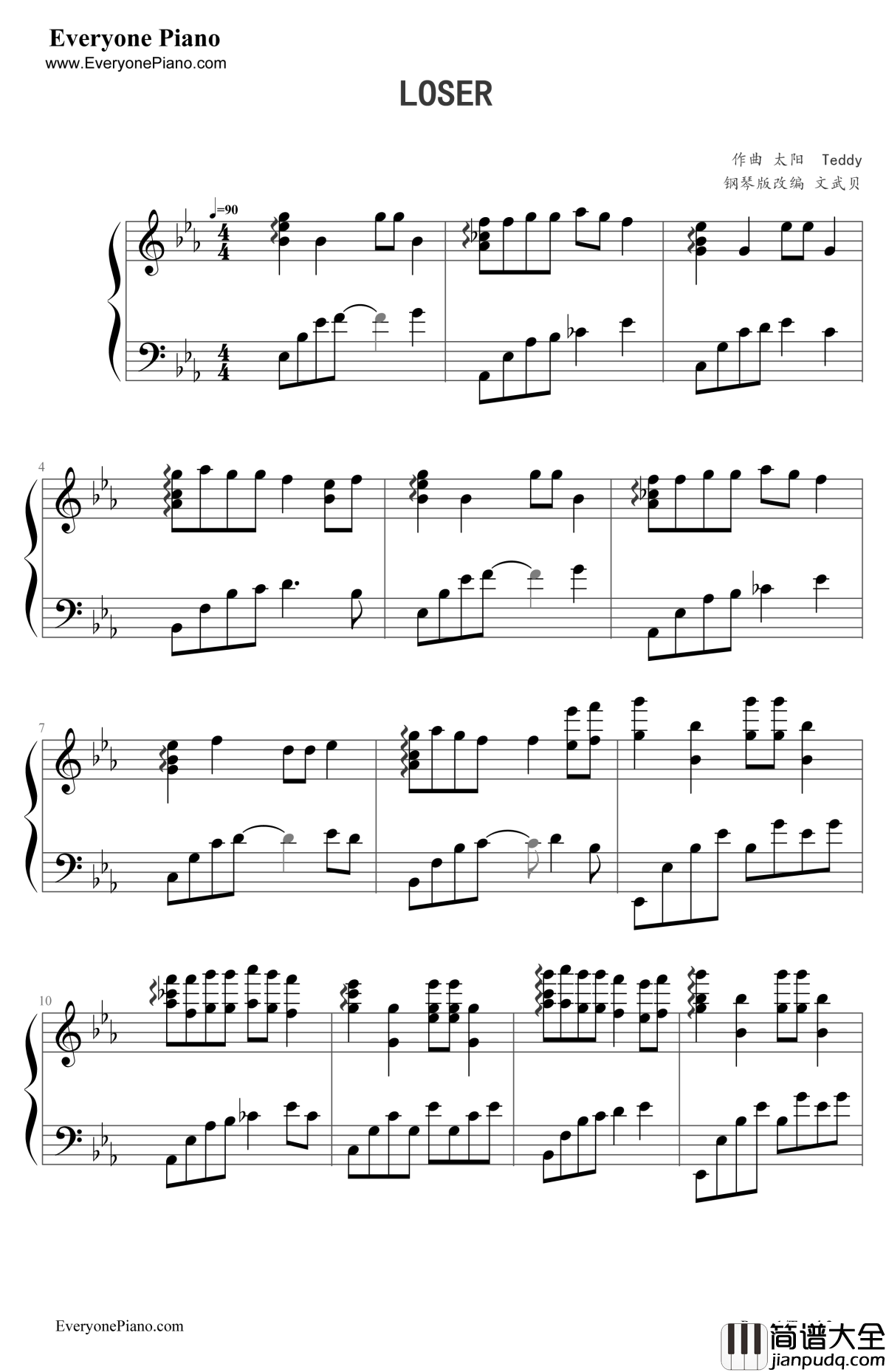 Loser钢琴谱_BigBang
