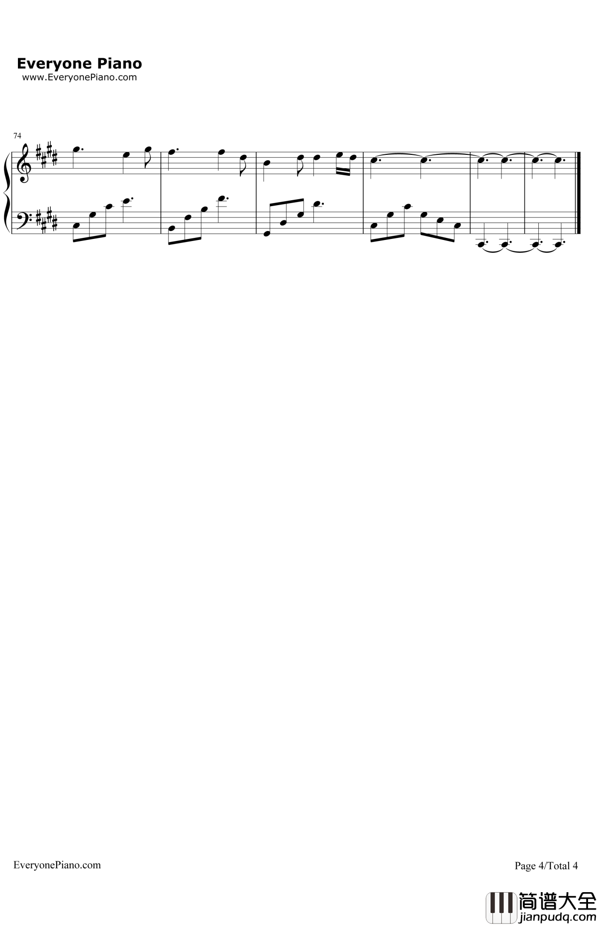 不可说钢琴谱_霍建华赵丽颖_花千骨主题歌