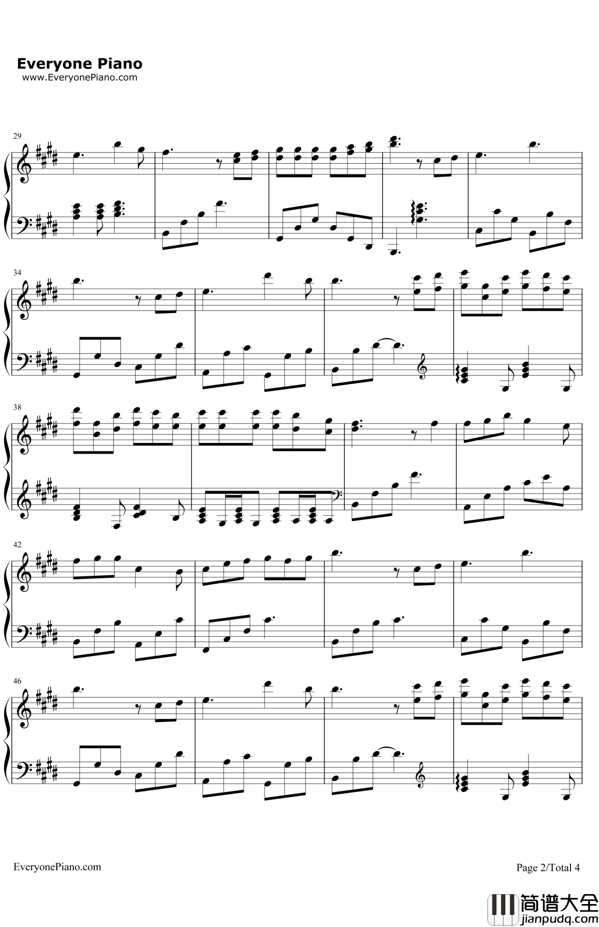 不可说钢琴谱_霍建华赵丽颖_花千骨主题歌