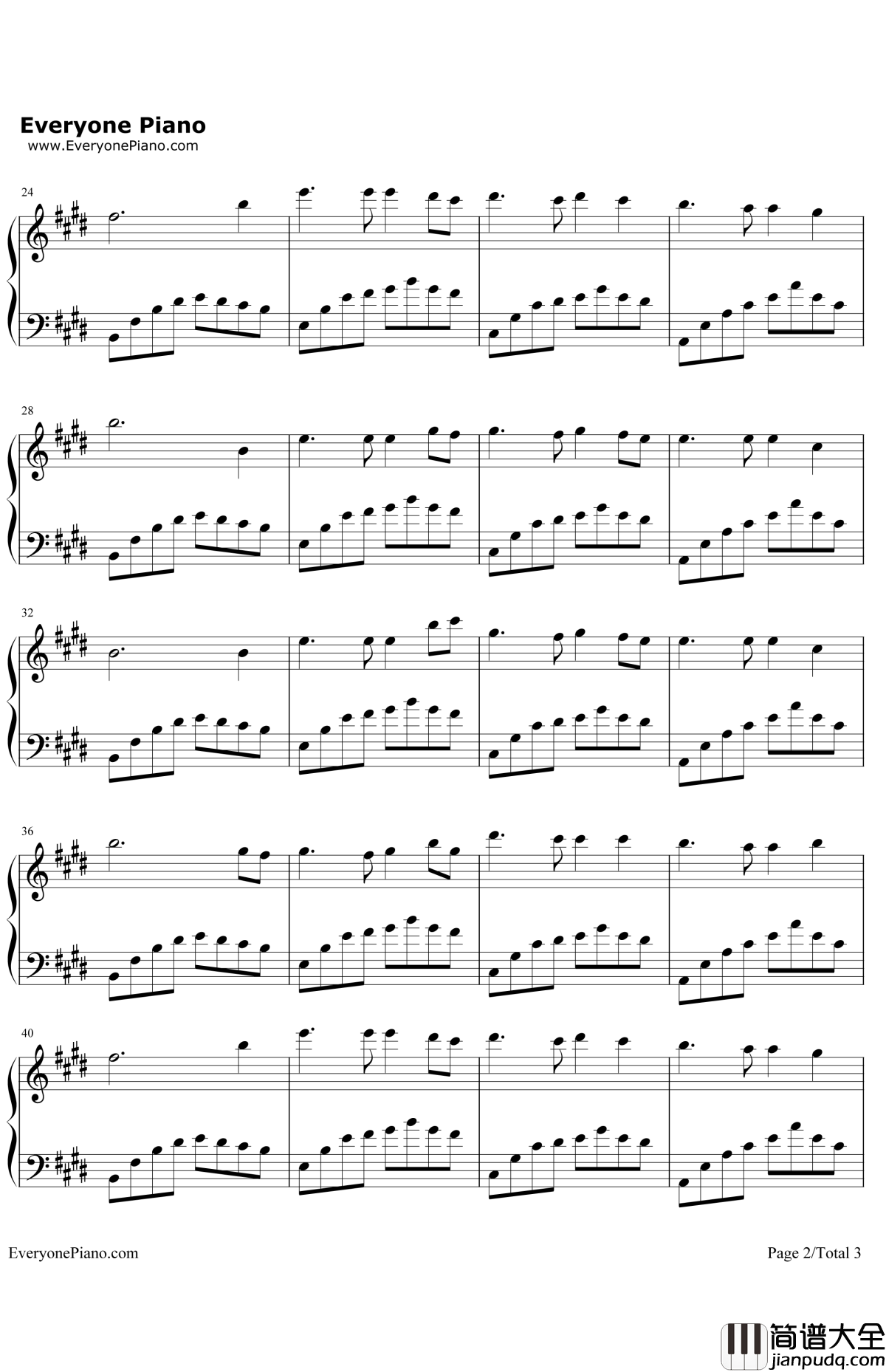 深情的少女钢琴谱_九州真琴