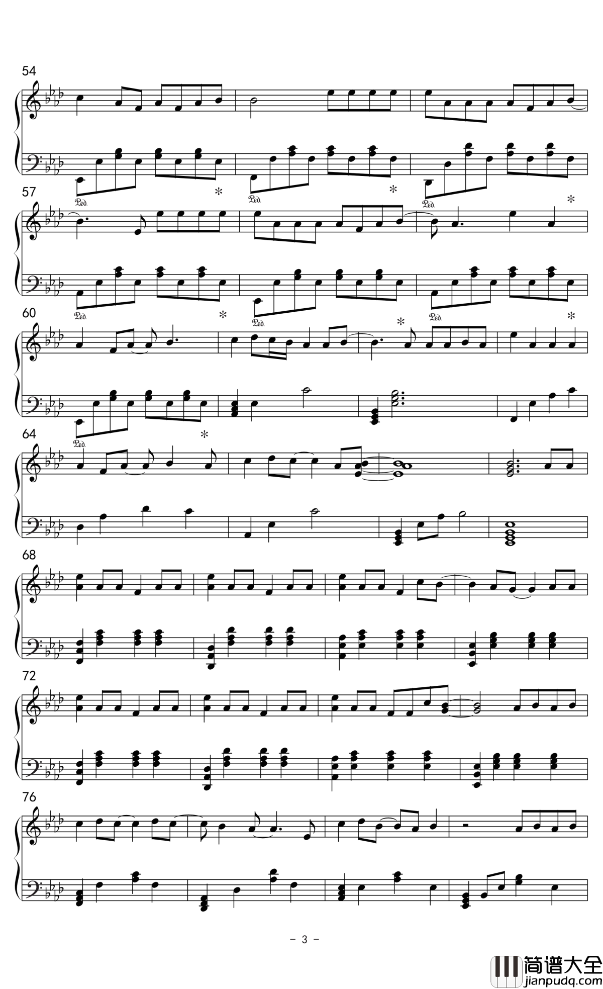 下坠falling钢琴谱_Corki_进退都由你