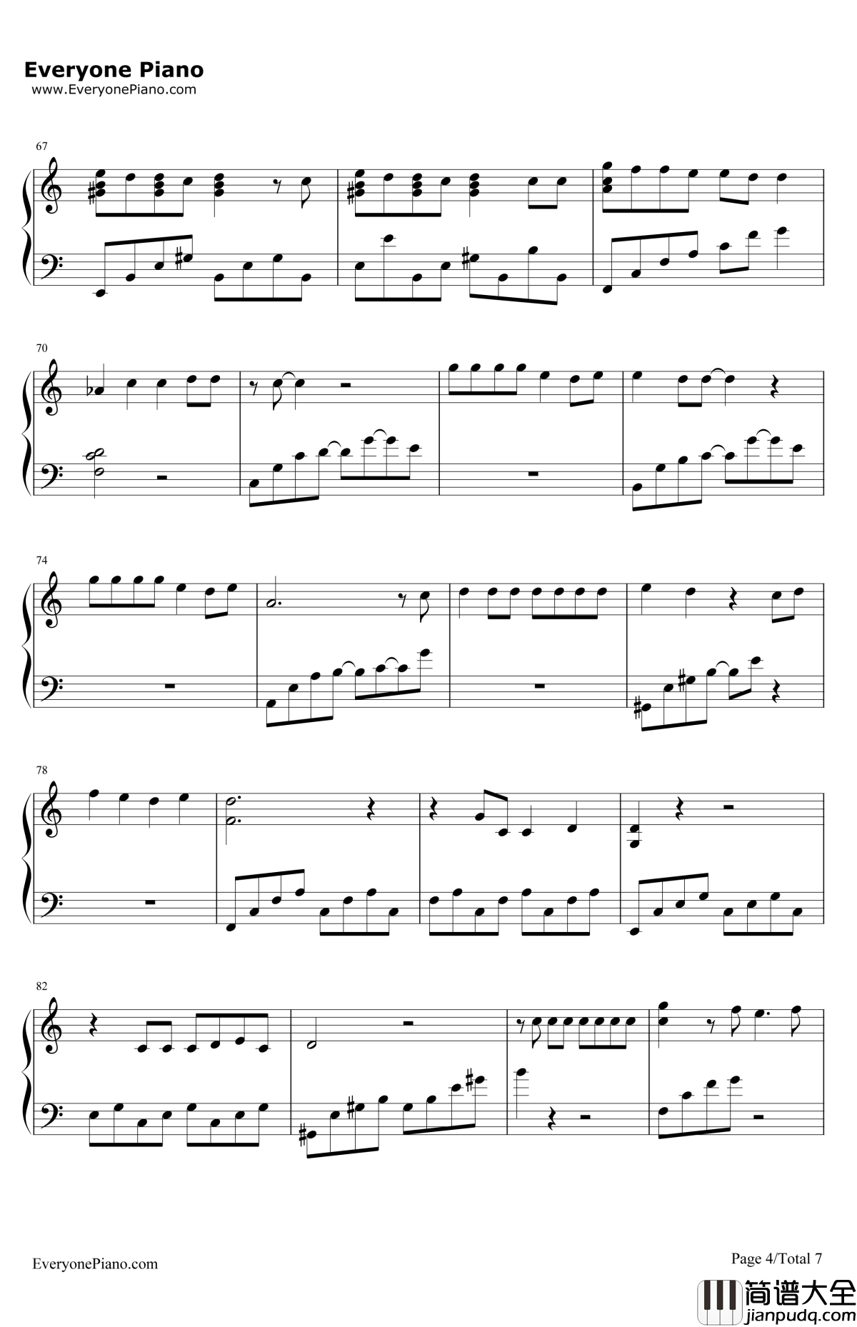 眼鼻嘴钢琴谱_Taeyang_太阳