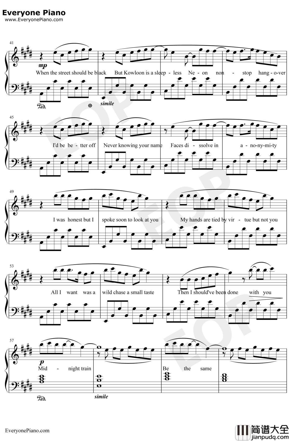 MidnightTrain钢琴谱_DJOkawari