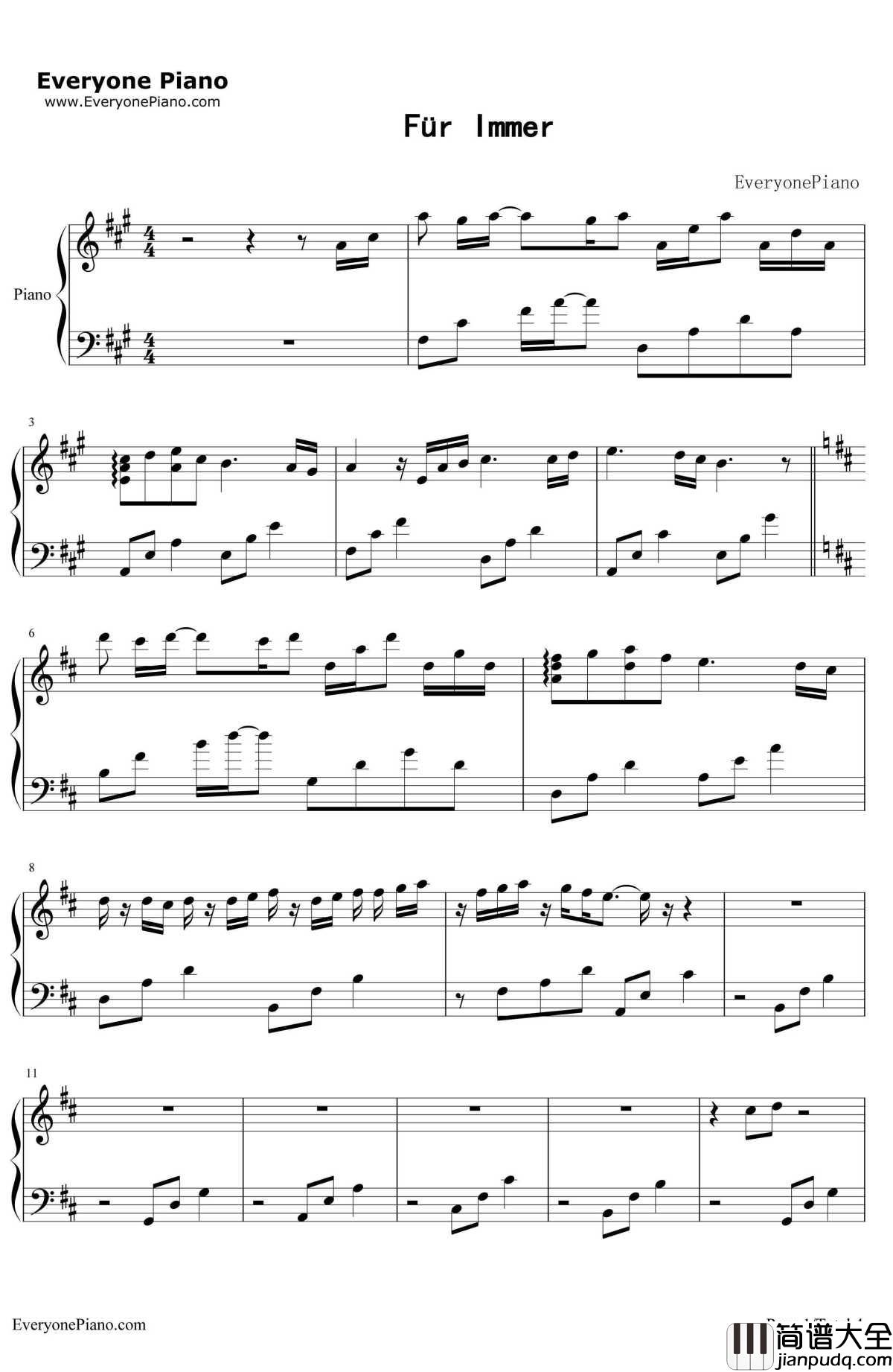 FürImmer钢琴谱_Eisblume