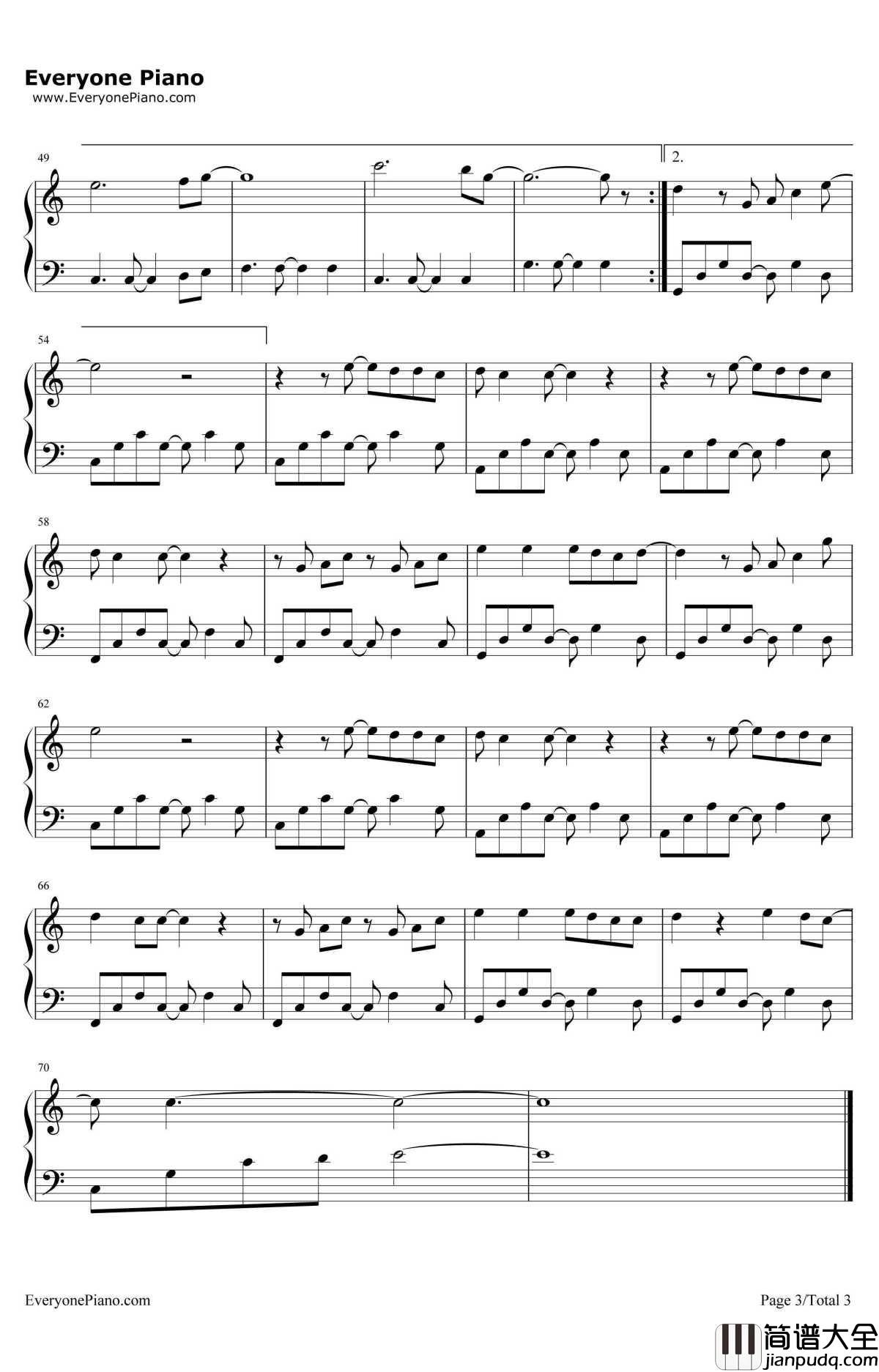 不息之河钢琴谱_TFBOYS_电影_勇士_主题曲