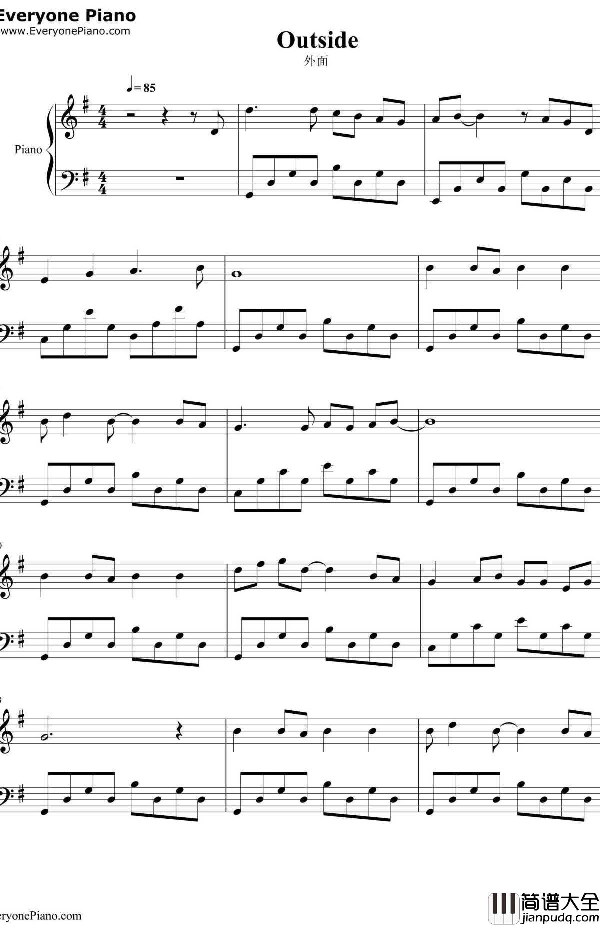 外面钢琴谱_周迅_如果爱插曲