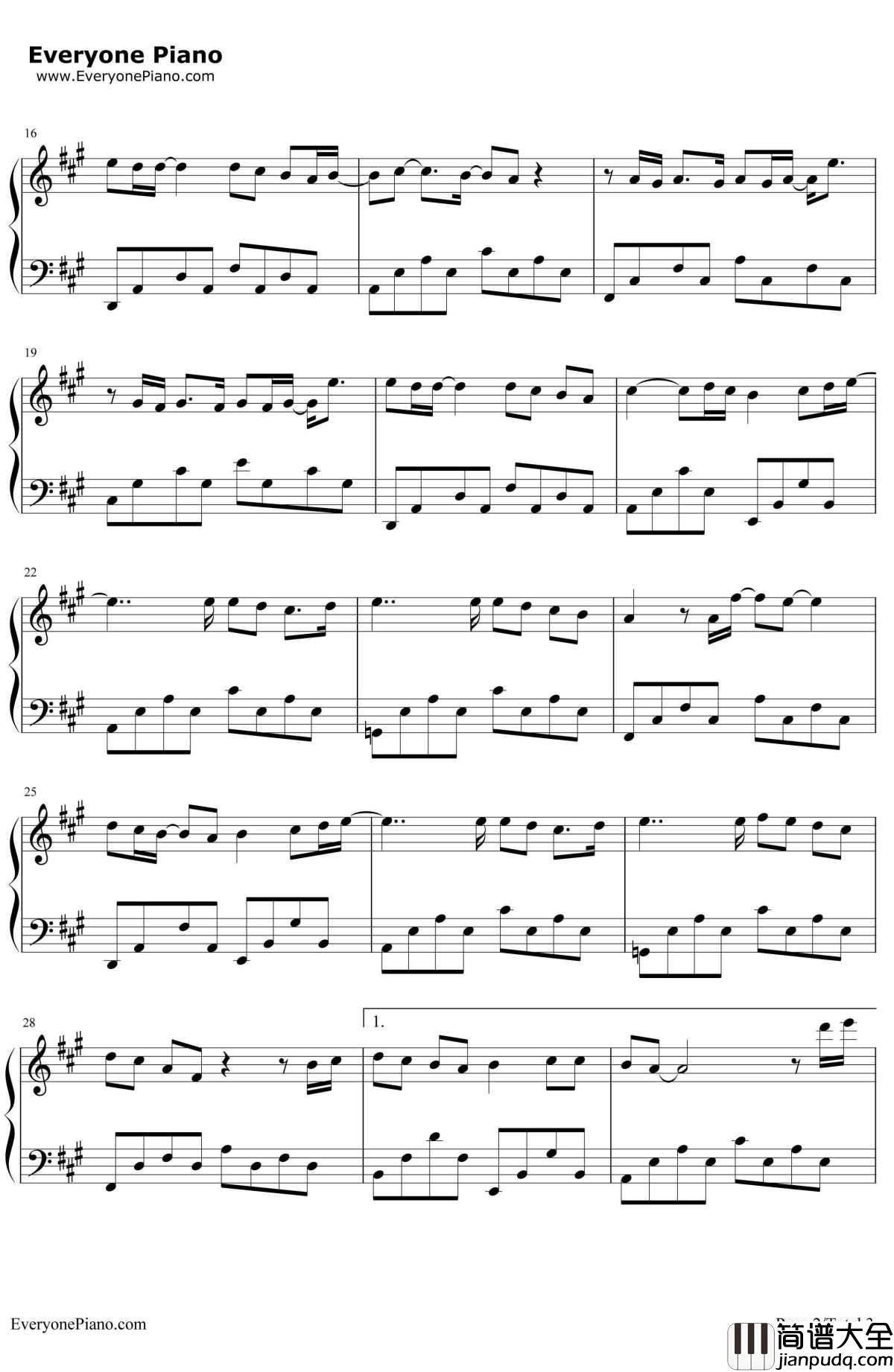 冬天快乐钢琴谱_李宇春