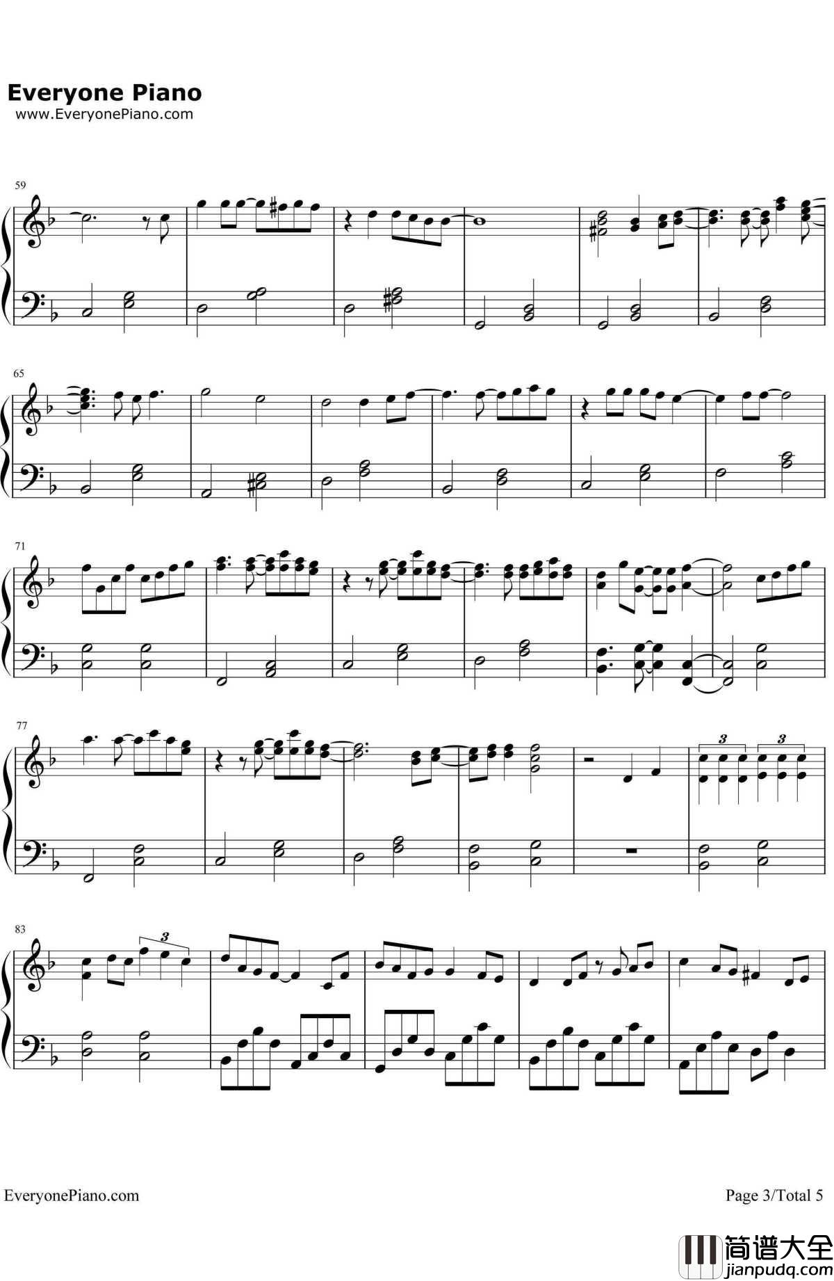 很爱很爱你钢琴谱_刘若英