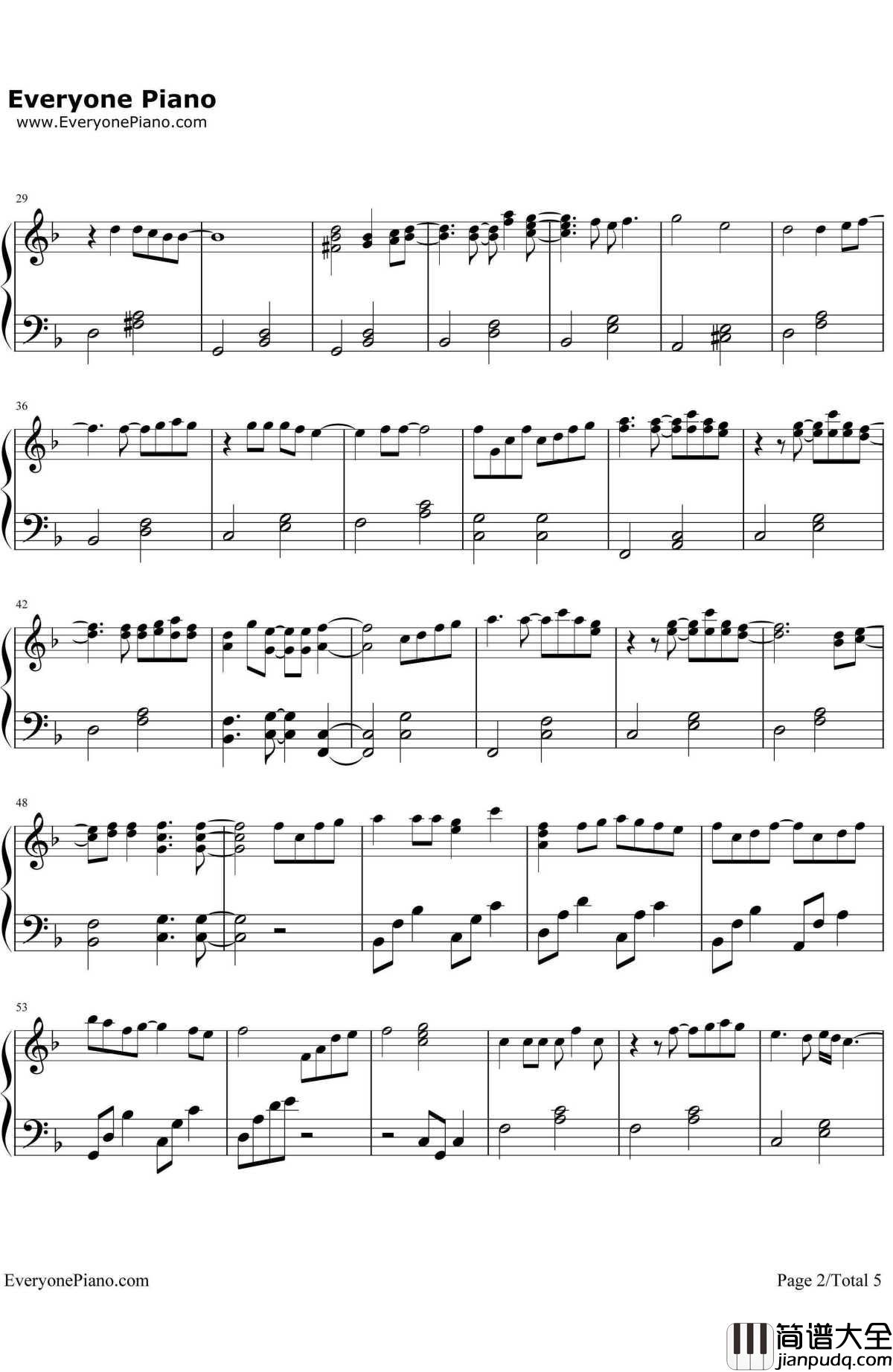 很爱很爱你钢琴谱_刘若英