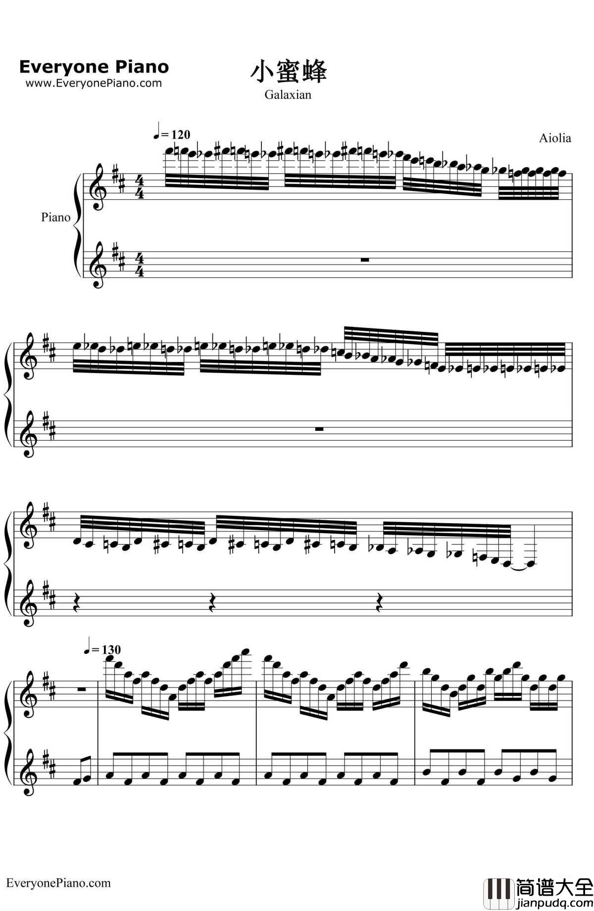 小蜜蜂钢琴谱_Aiolia_FC经典游戏