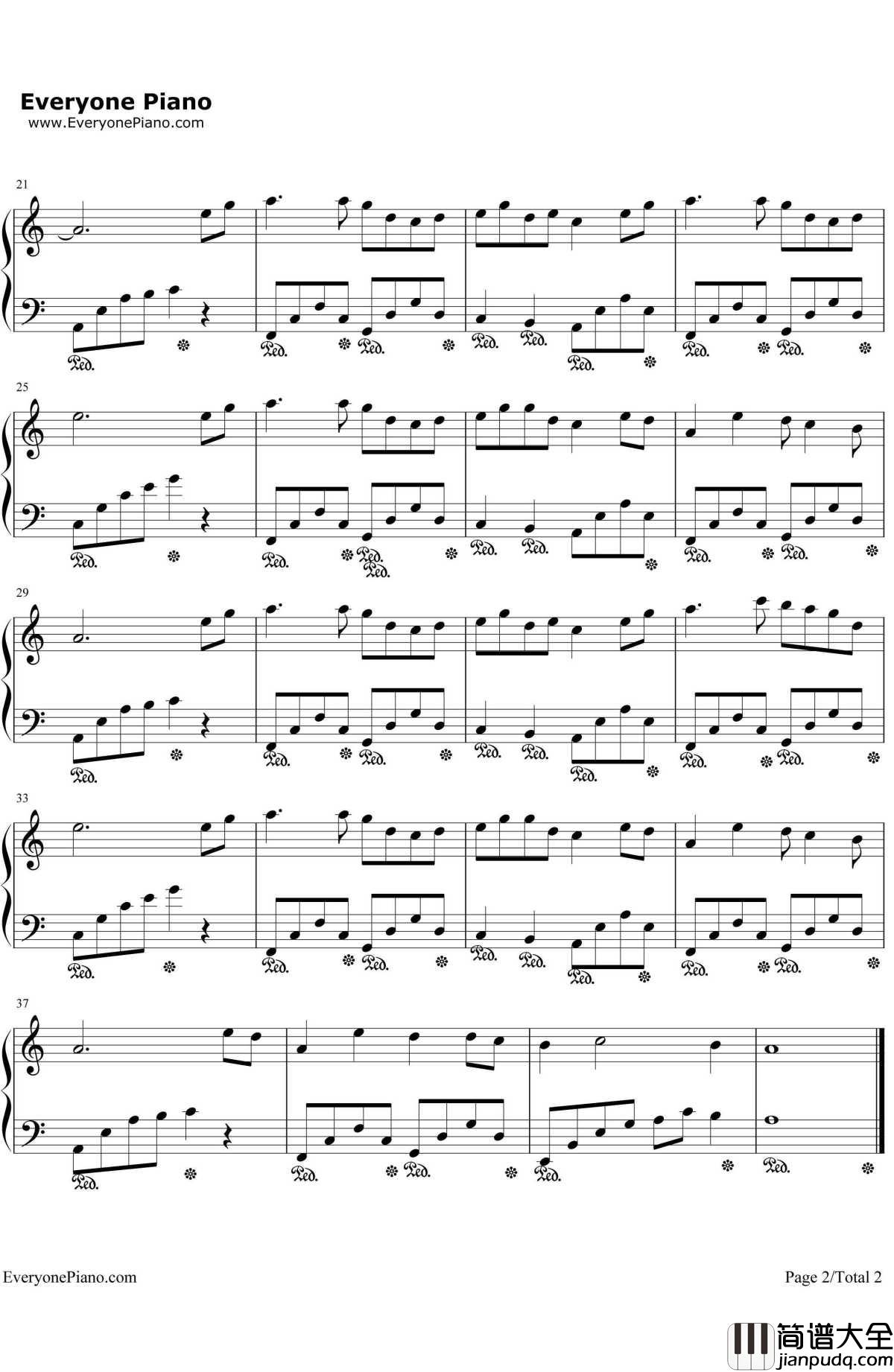 三寸天堂钢琴谱_严艺丹_步步惊心片尾曲