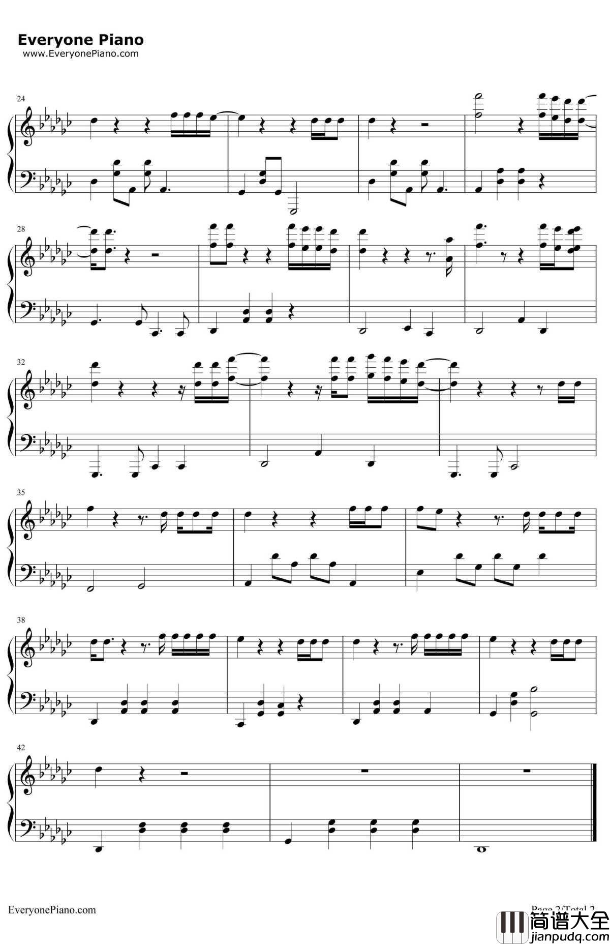 Heroes钢琴谱_ScalaKolacnyBrothers_李安电影_比利·林恩的中场战事_预告片配乐