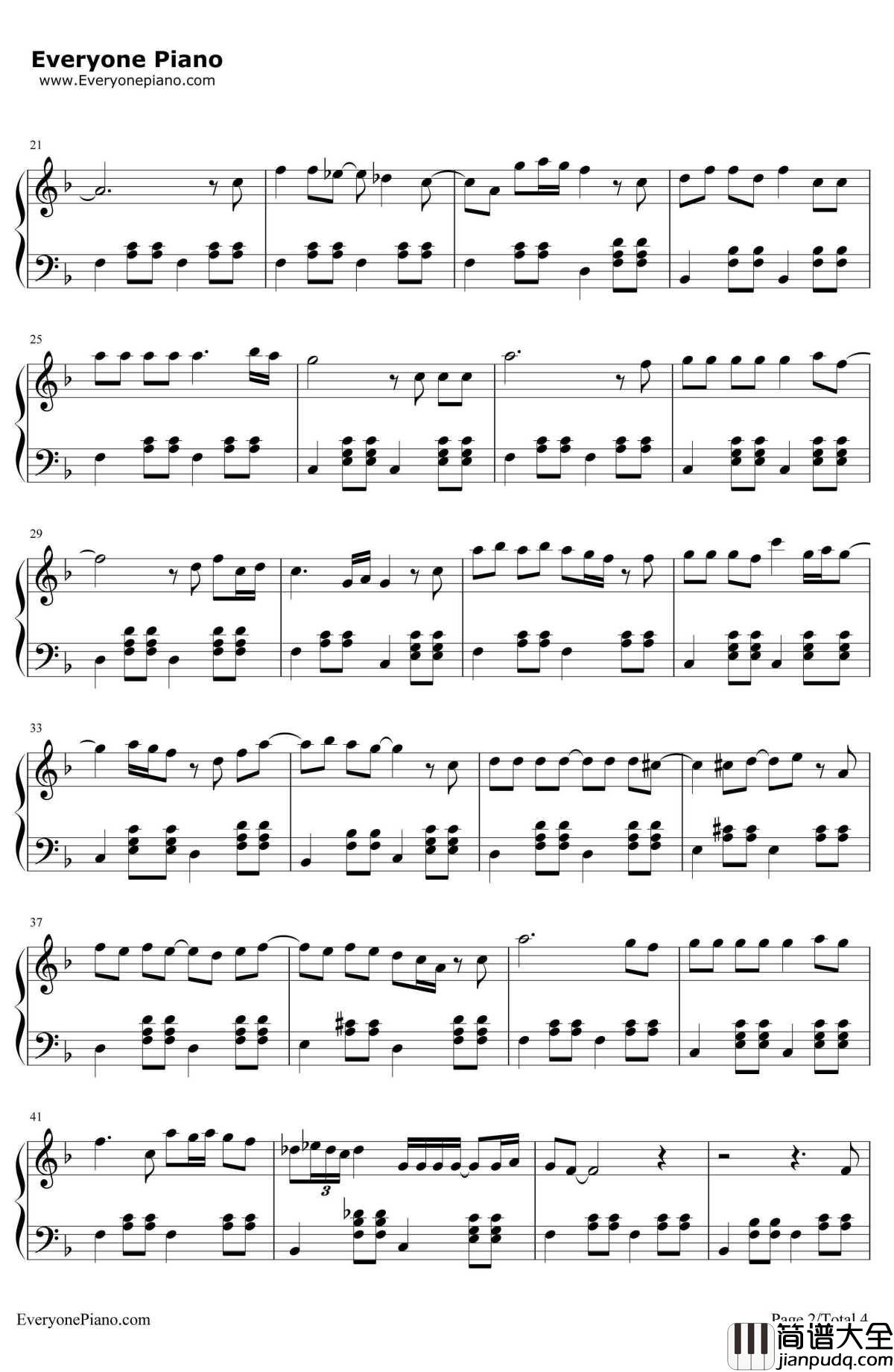 普通朋友钢琴谱_陶喆