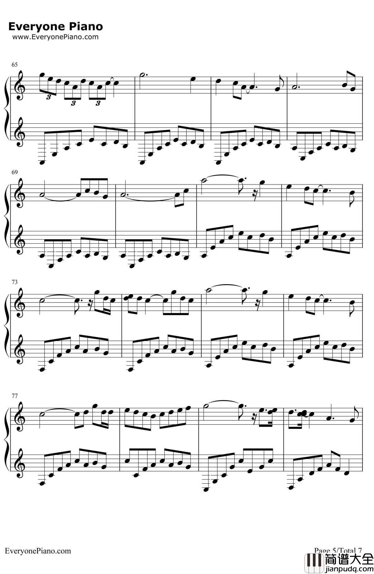 欧塔妃钢琴谱_班得瑞__梦花园_班得瑞