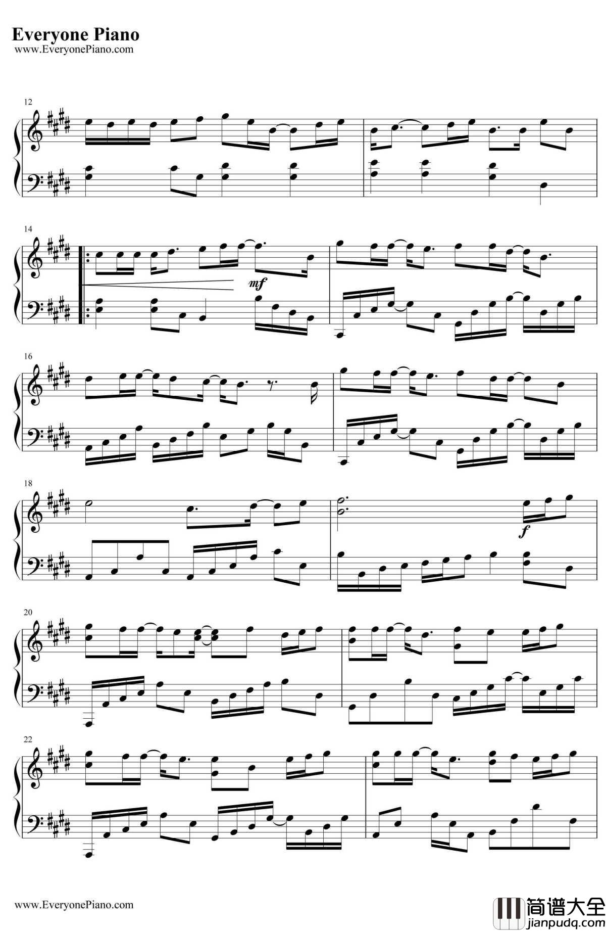 同手同脚钢琴谱_温岚