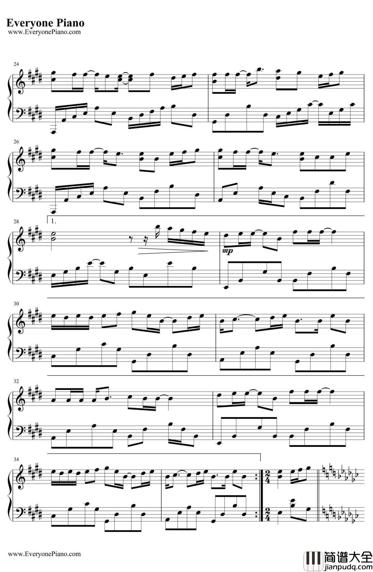 同手同脚钢琴谱_温岚