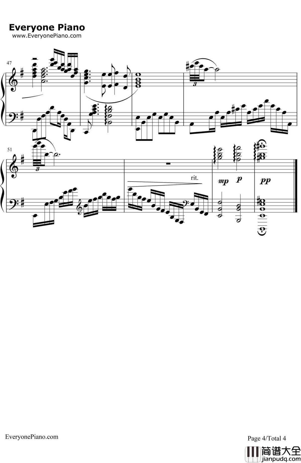 铁血丹心钢琴谱_罗文甄妮__完整版_射雕英雄传主题曲