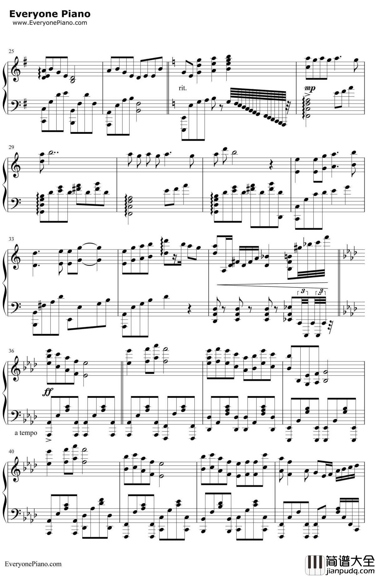 鸿雁钢琴谱_额尔古纳乐队_东归英雄传插曲