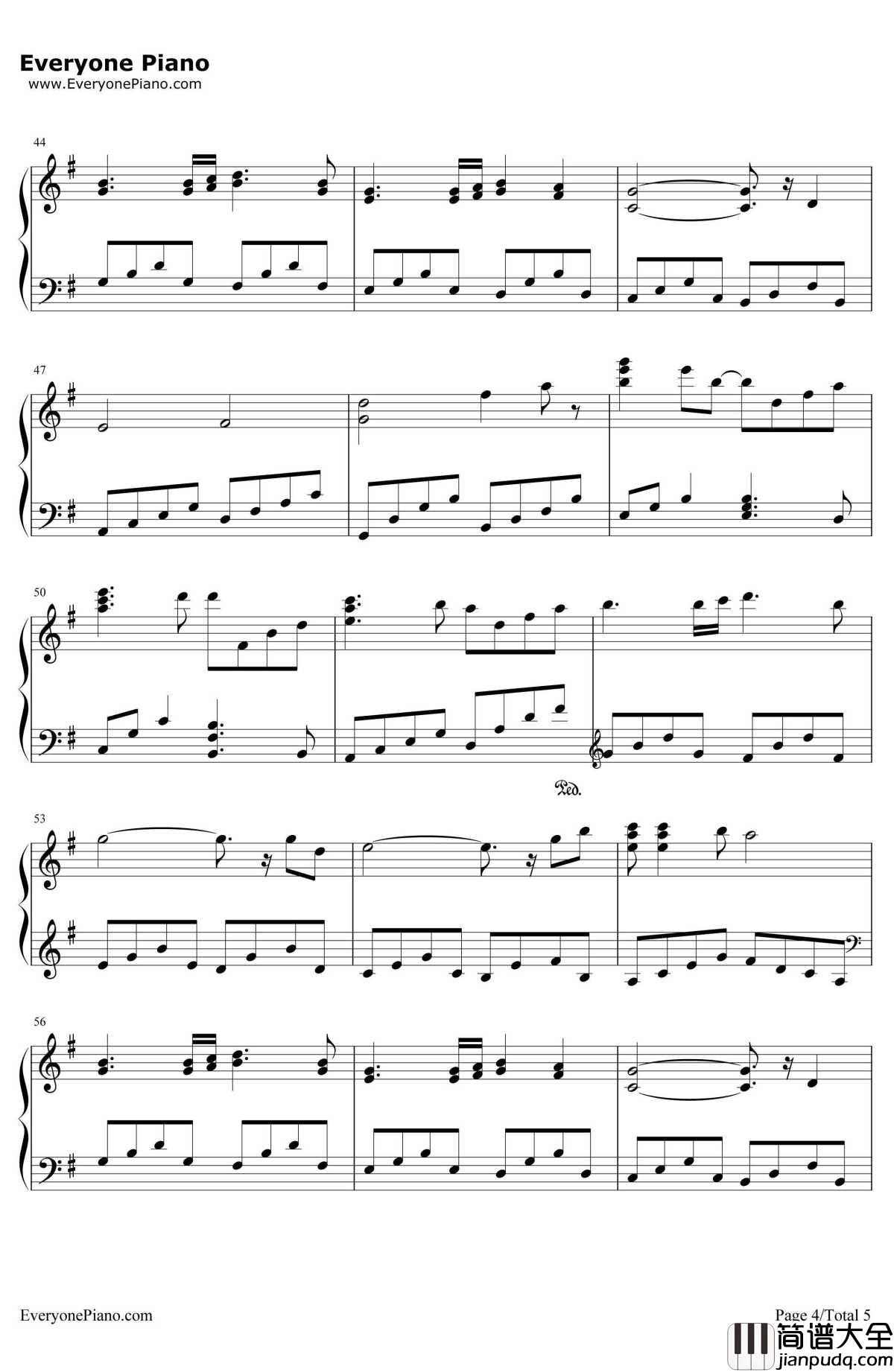 似水流年钢琴谱_梅艳芳