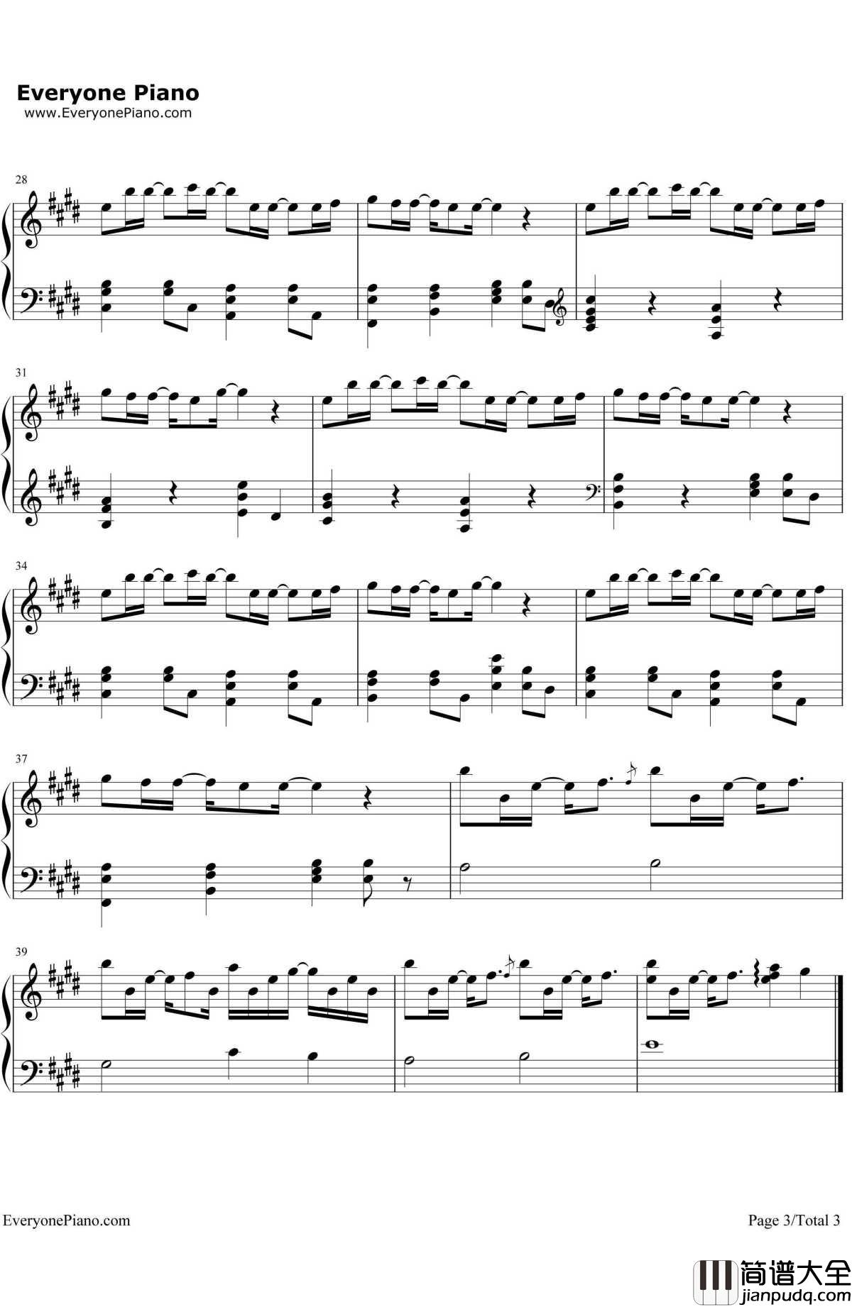 不变的永恒钢琴谱_奥华子_変わらないもの_穿越时空少女插曲