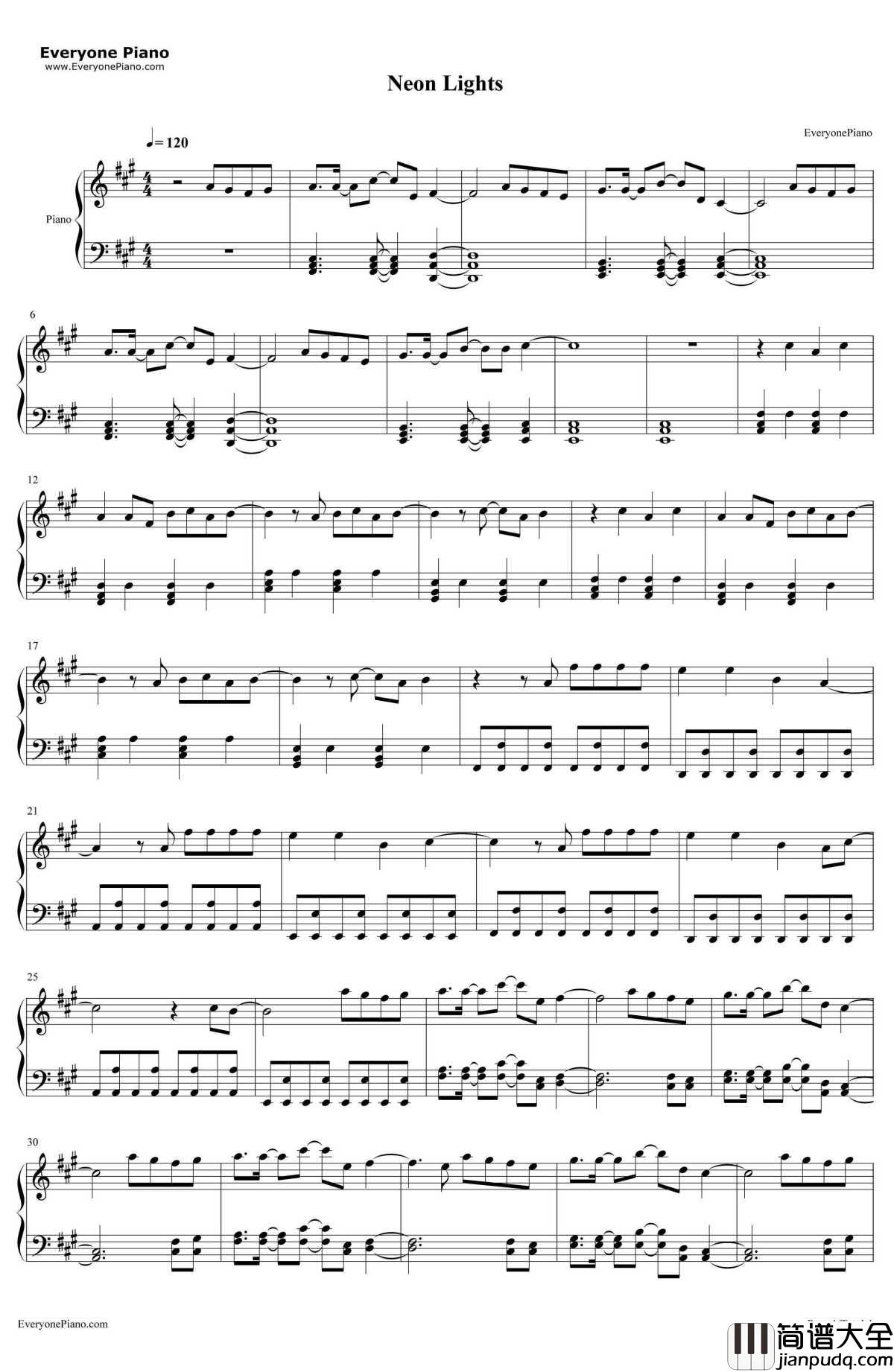 NeonLights钢琴谱_DemiLovato