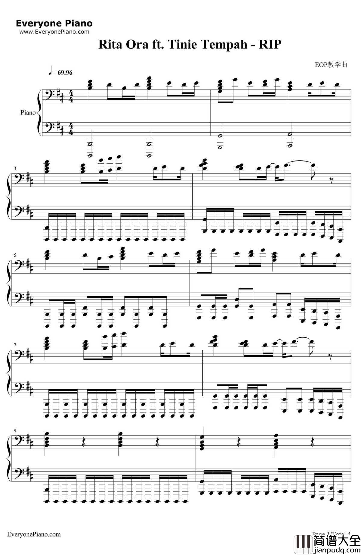 R.I.P.钢琴谱_RitaOraft.TinieTempah