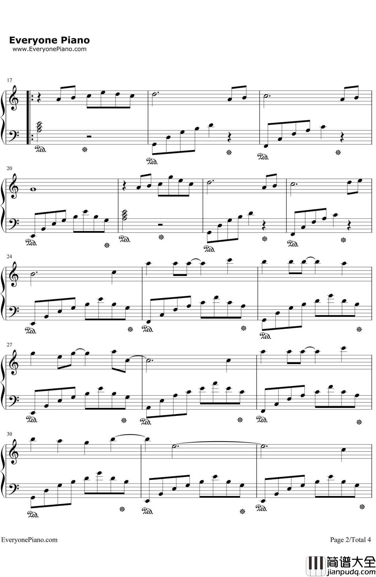 爱的供养简单版钢琴谱_杨幂